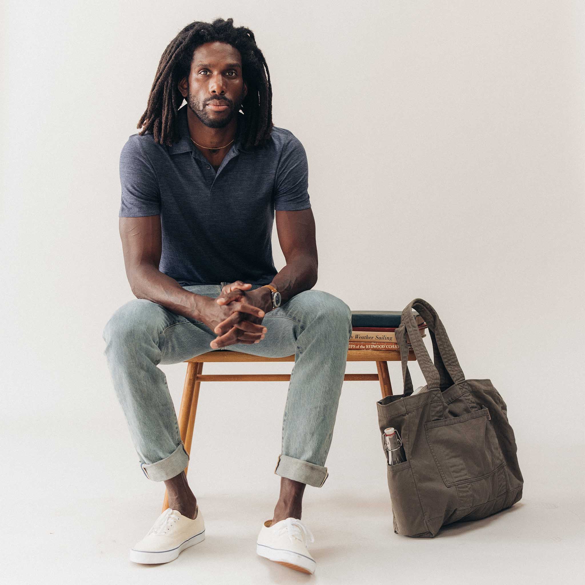 The Merino Polo in Heather Navy - Image 2
