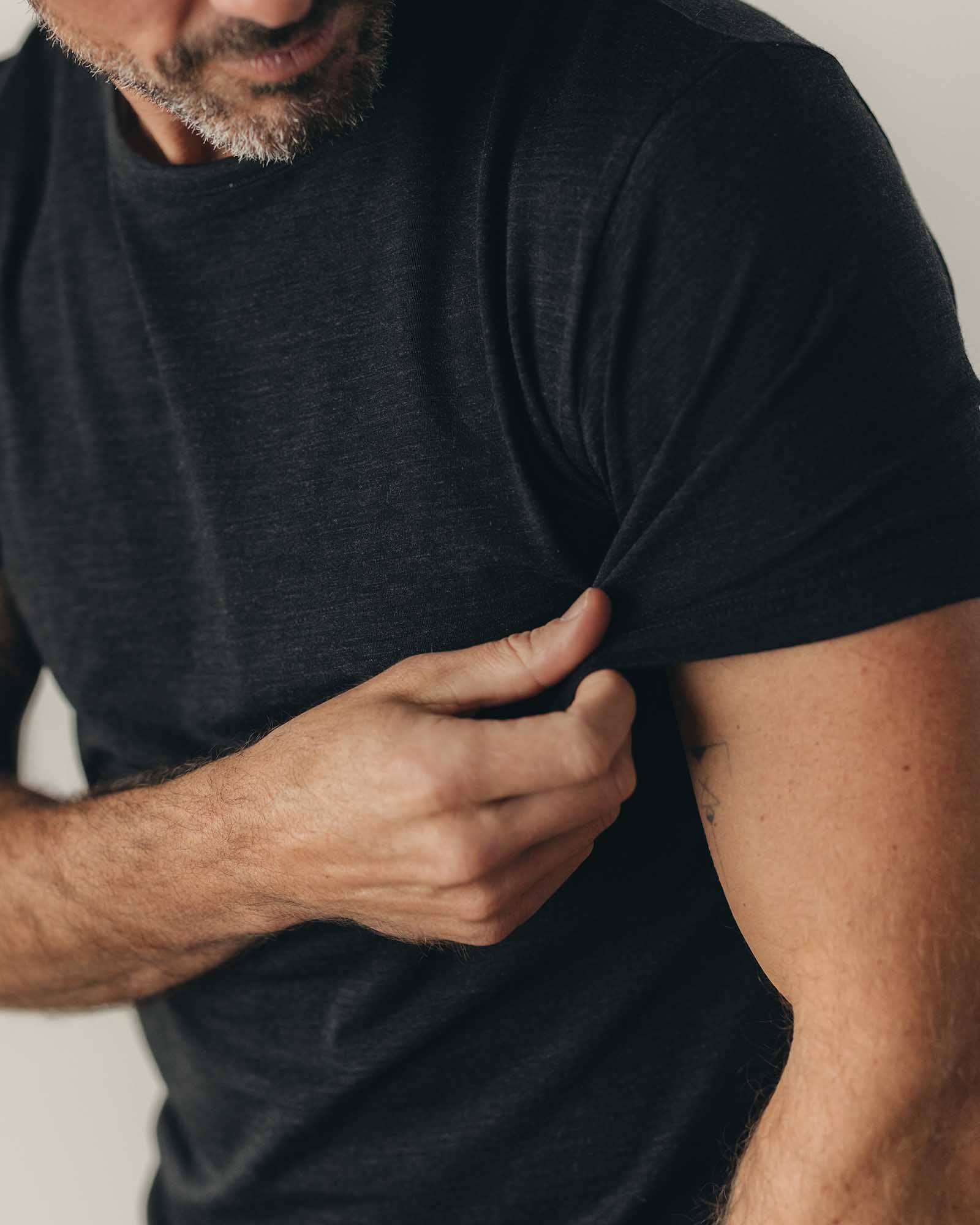 The Merino Tee in Heather Black - Image 3