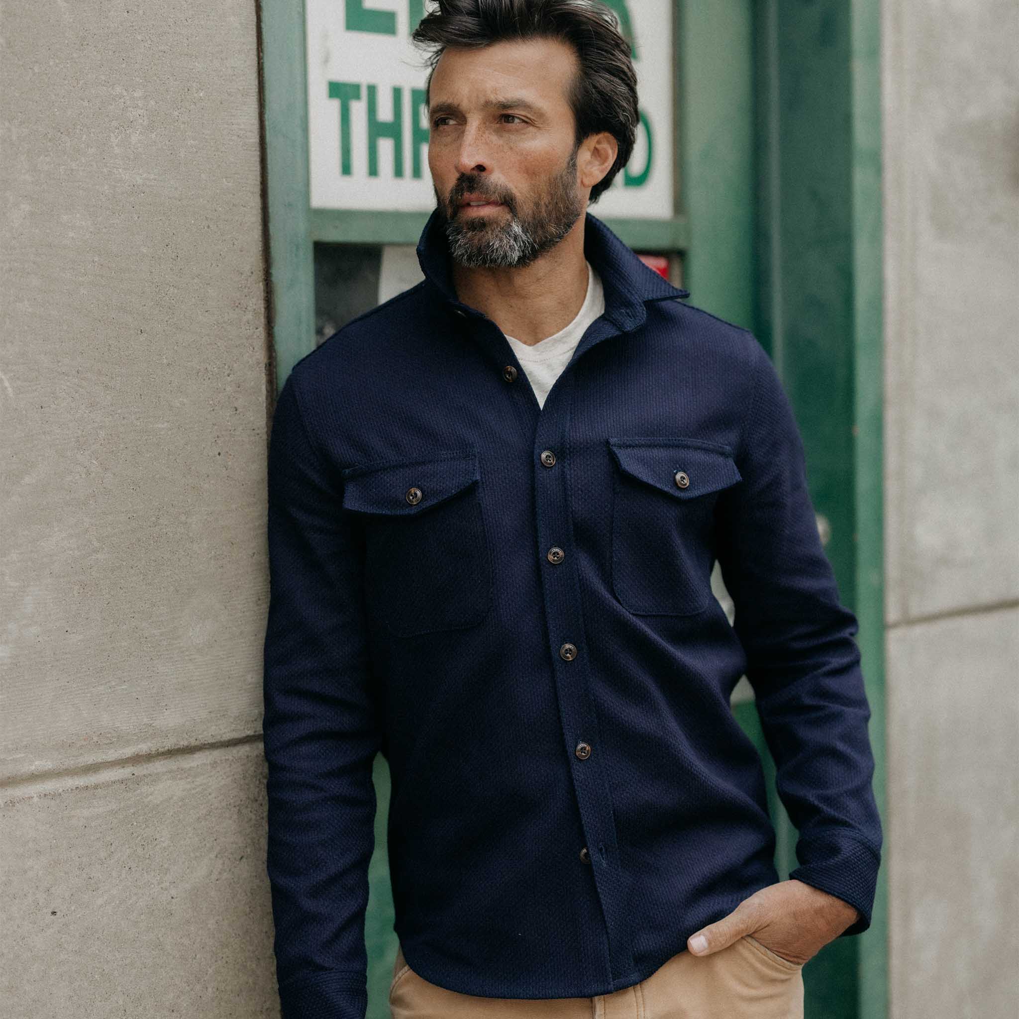 The Mill Shirt Jacket in Rigid Indigo Sashiko - Image 2