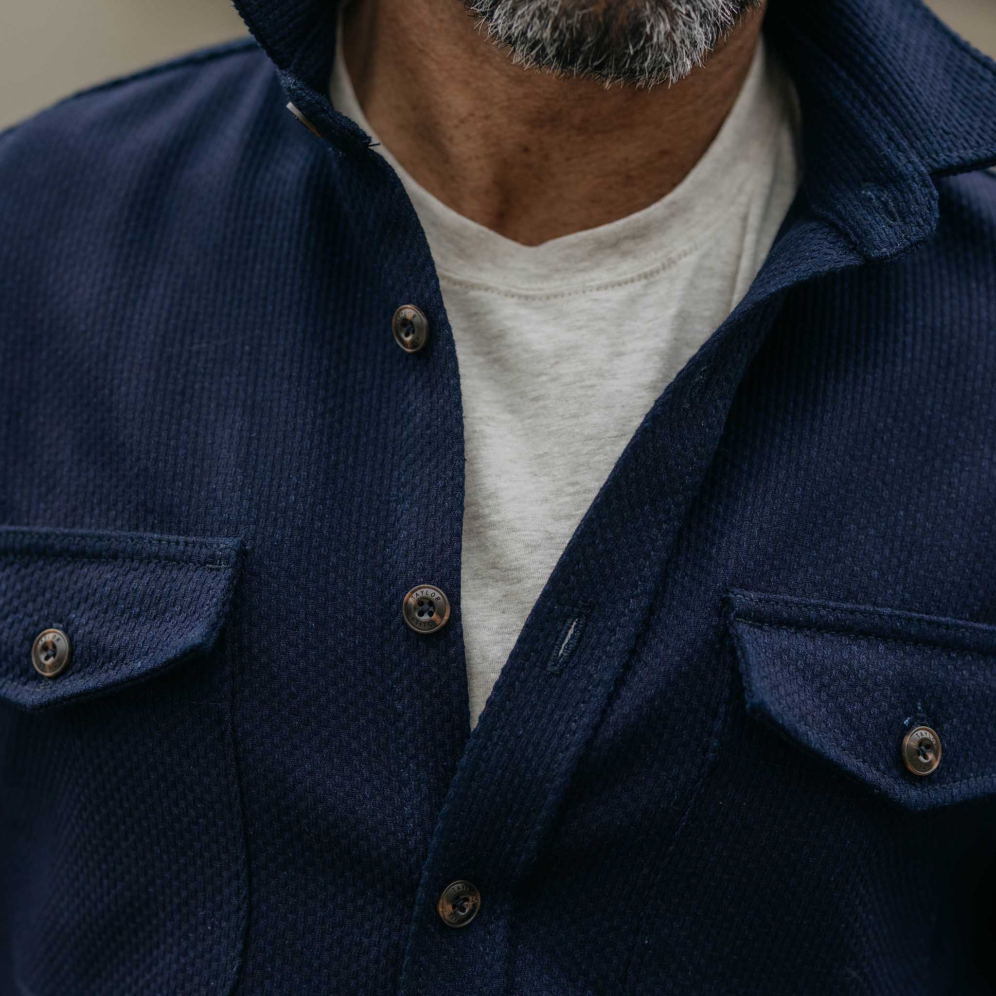 The Mill Shirt Jacket in Rigid Indigo Sashiko - Image 3