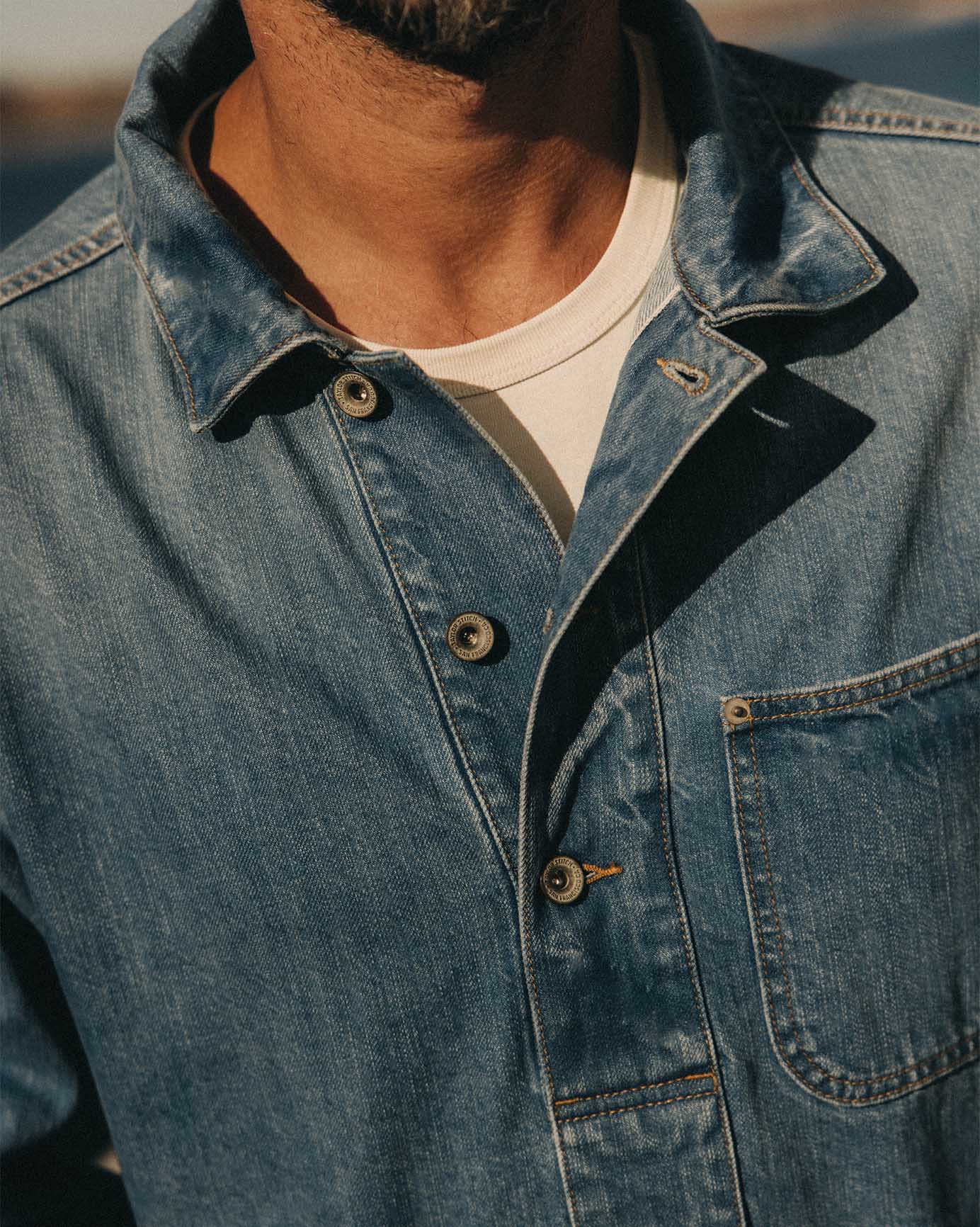 The Milton Pullover in Washed Selvedge Denim - Image 4