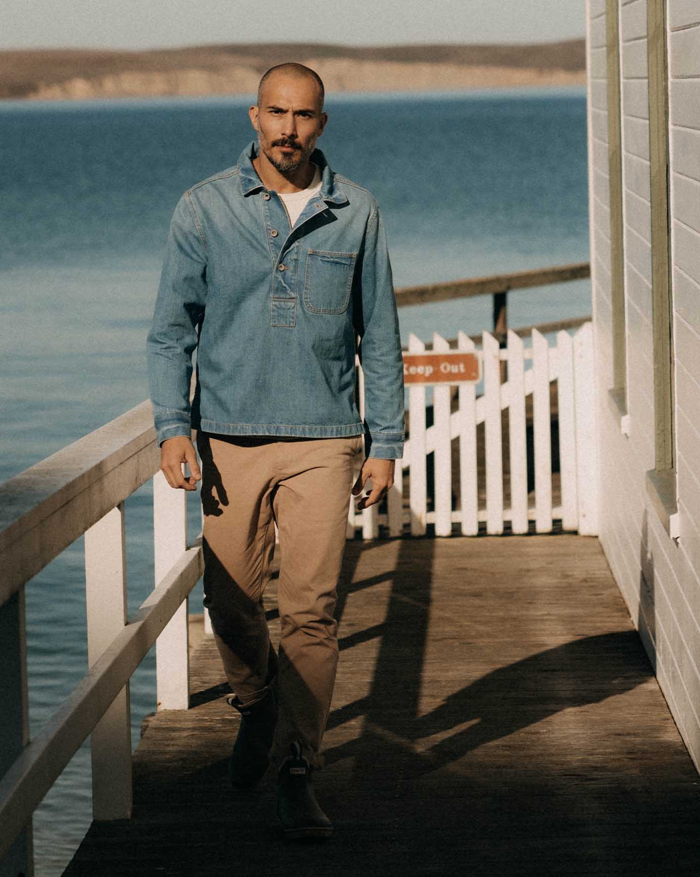 The Milton Pullover in Washed Selvedge Denim - Image 6