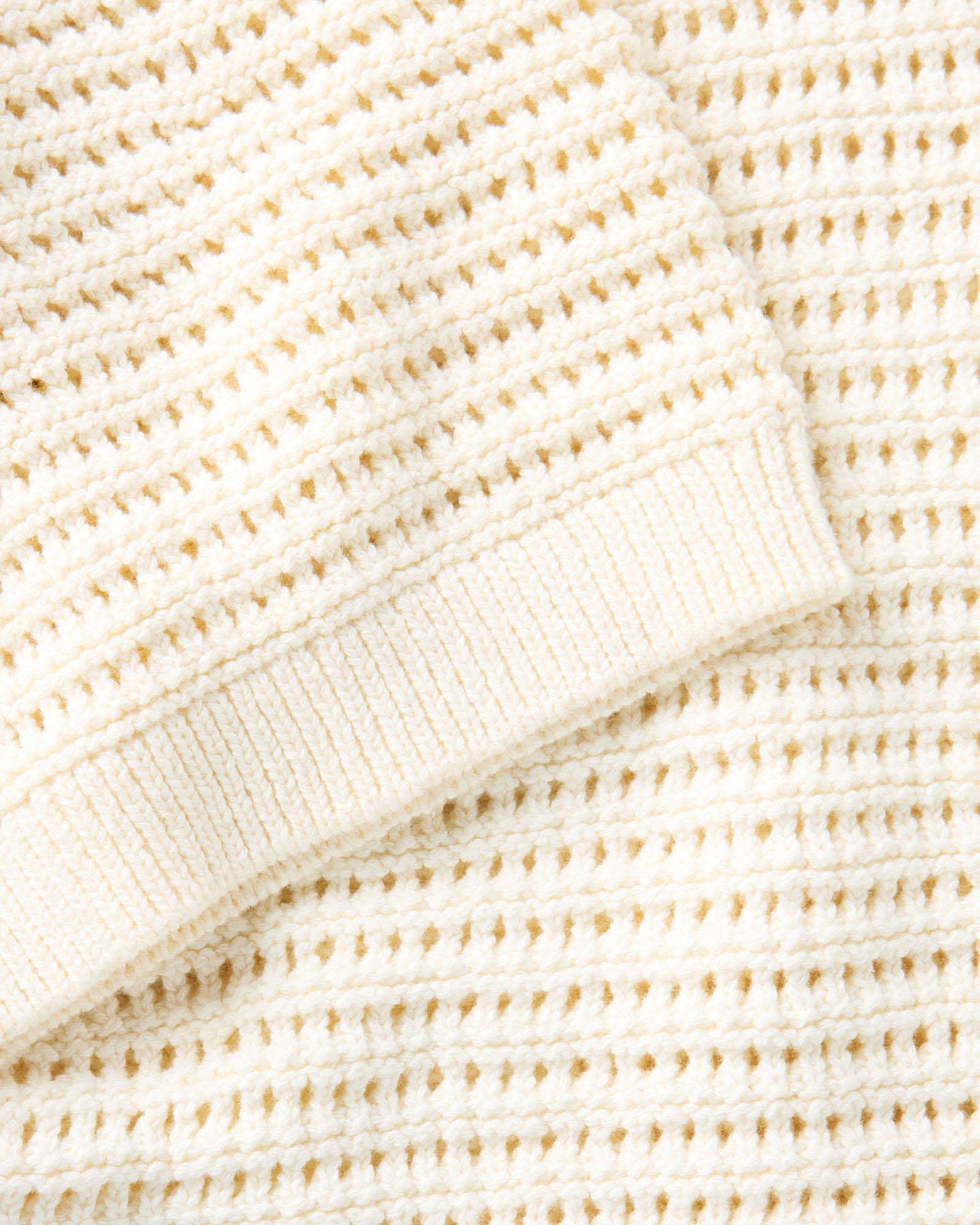 The Monterey Sweater Polo in Vintage White Crochet - Image 5