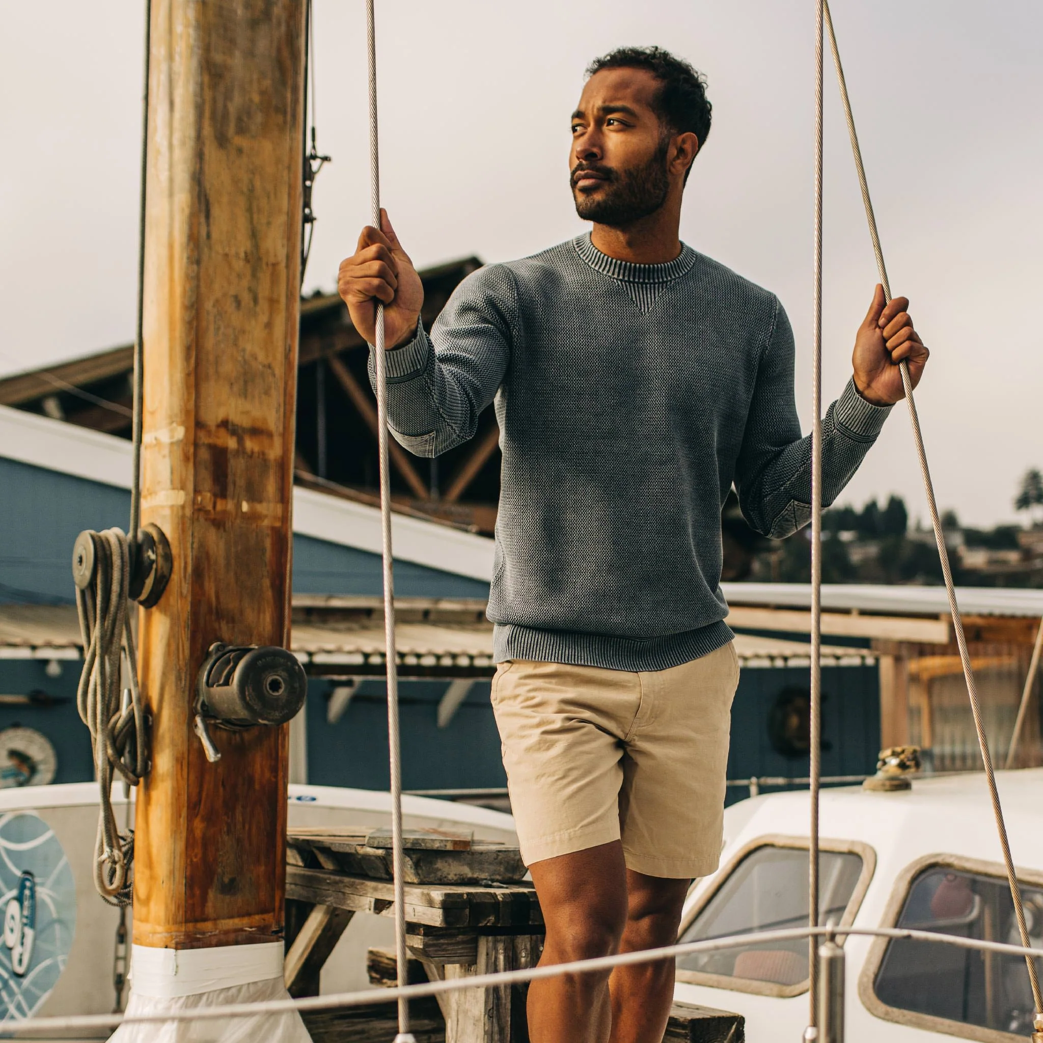 The Moor Sweater in Washed Indigo - Image 2