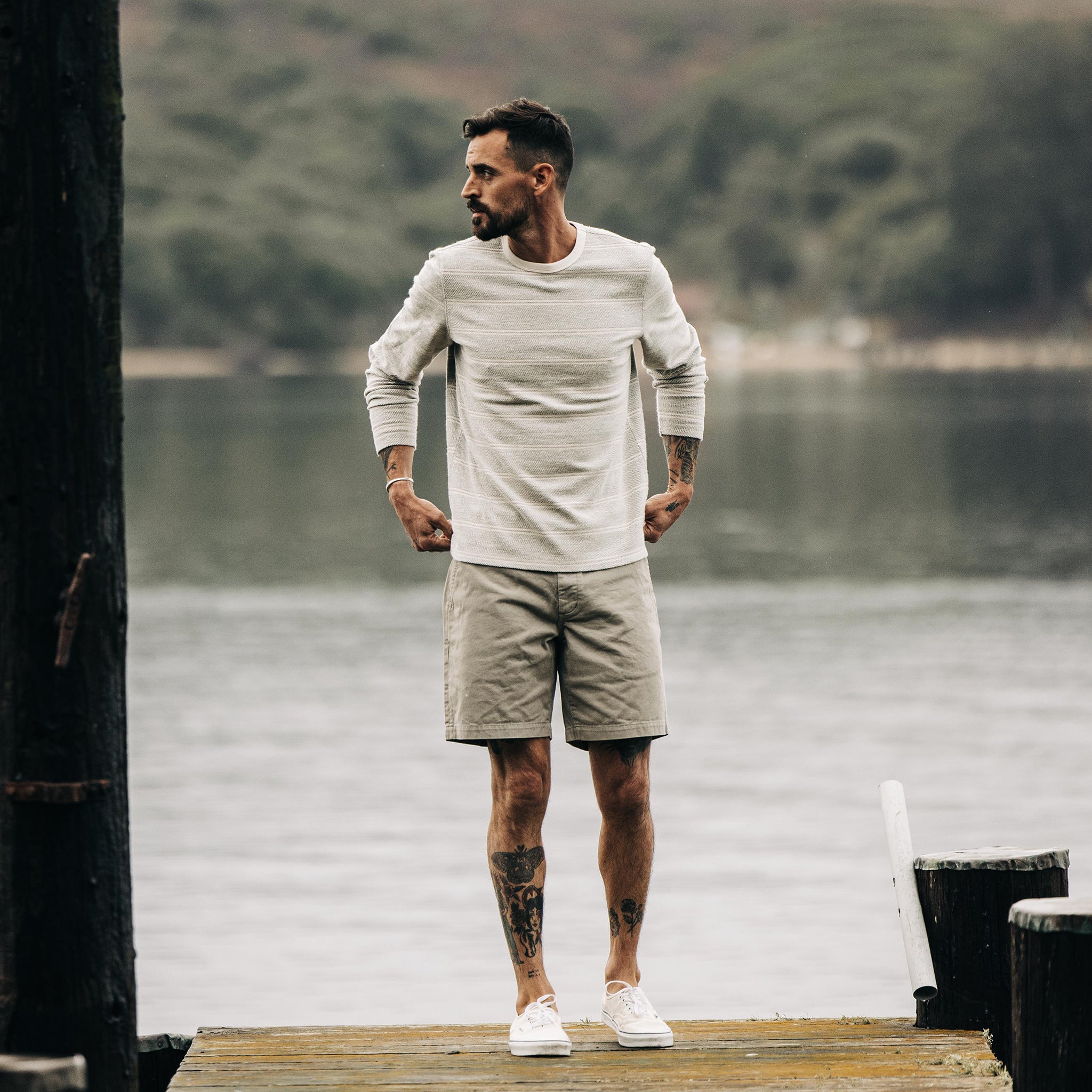 The Morgan Crewneck in Ash Stripe - Image 2