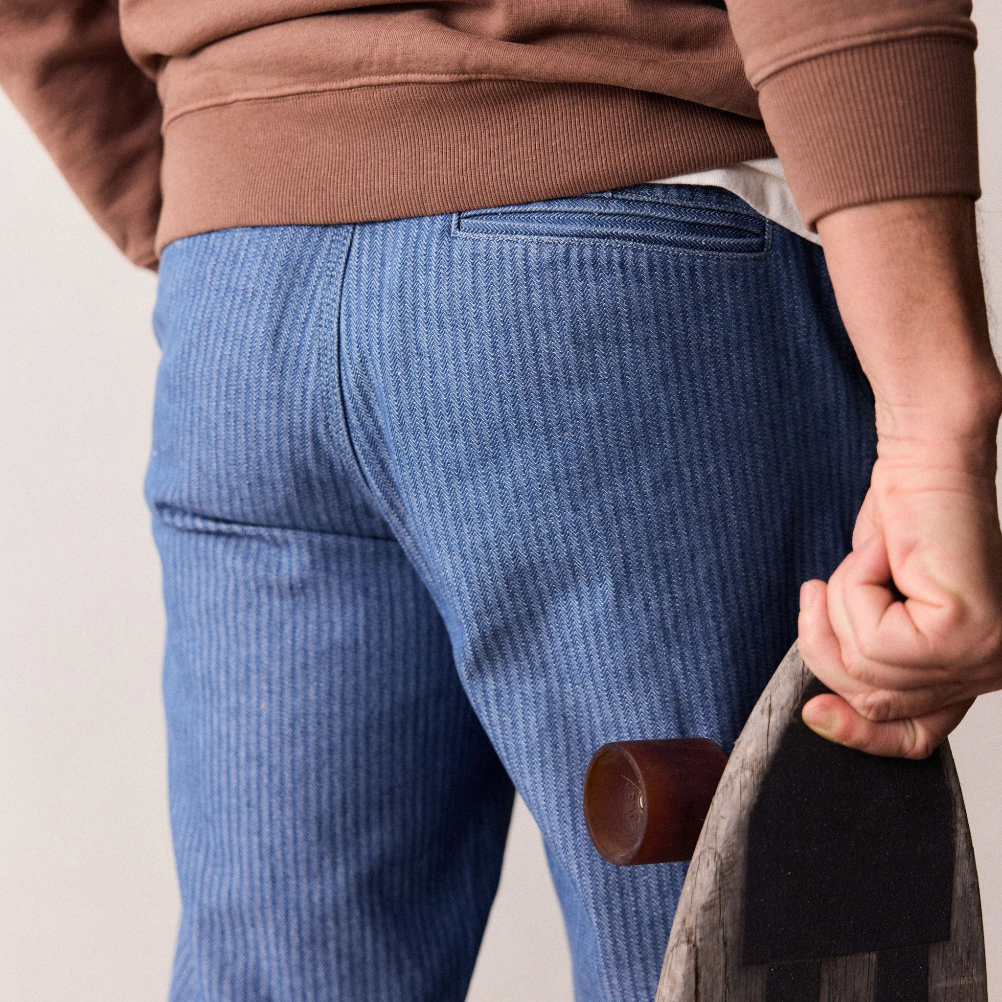 The Morse Pant in Bleached Indigo Herringbone - Image 4