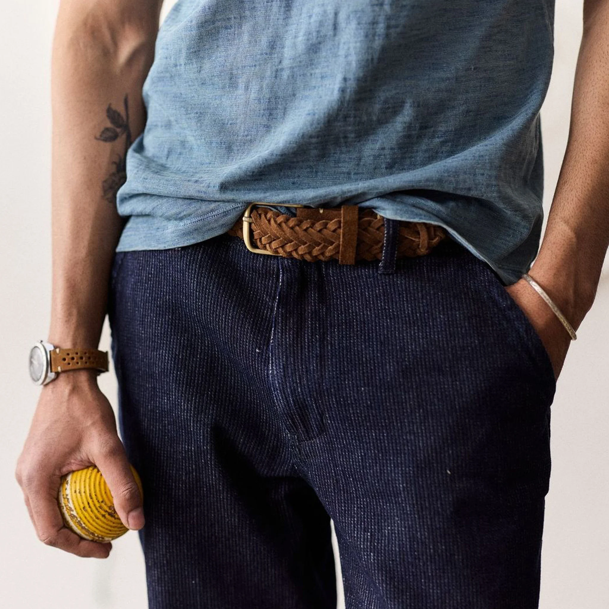 The Morse Pant in Rinsed Indigo Stripe - Image 4