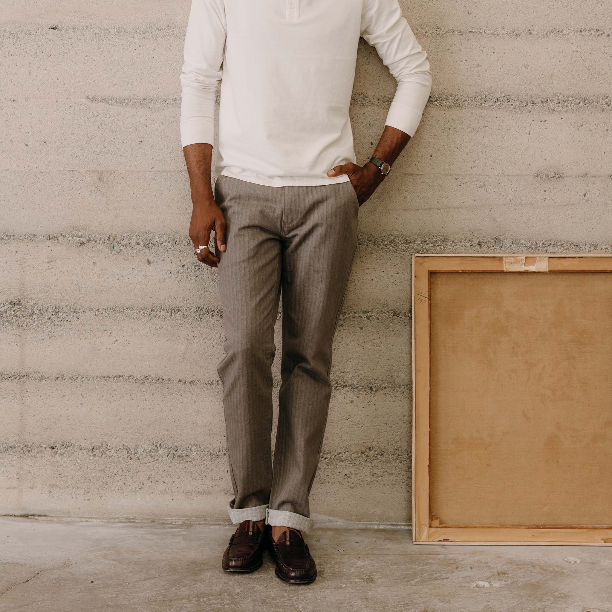 The Morse Pant in Smoked Olive Herringbone - Image 2