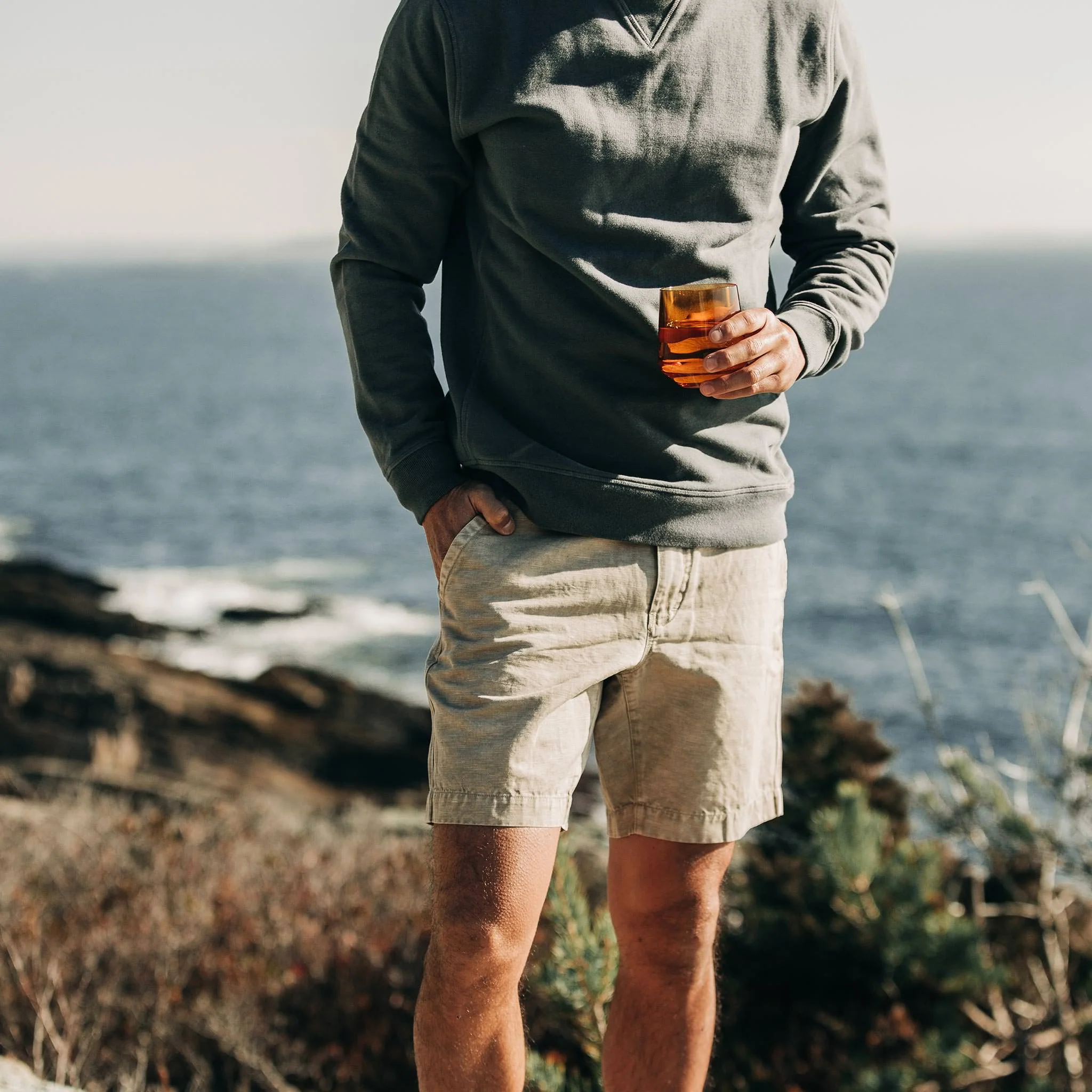 The Morse Short in Aluminum Slub Linen - Image 2