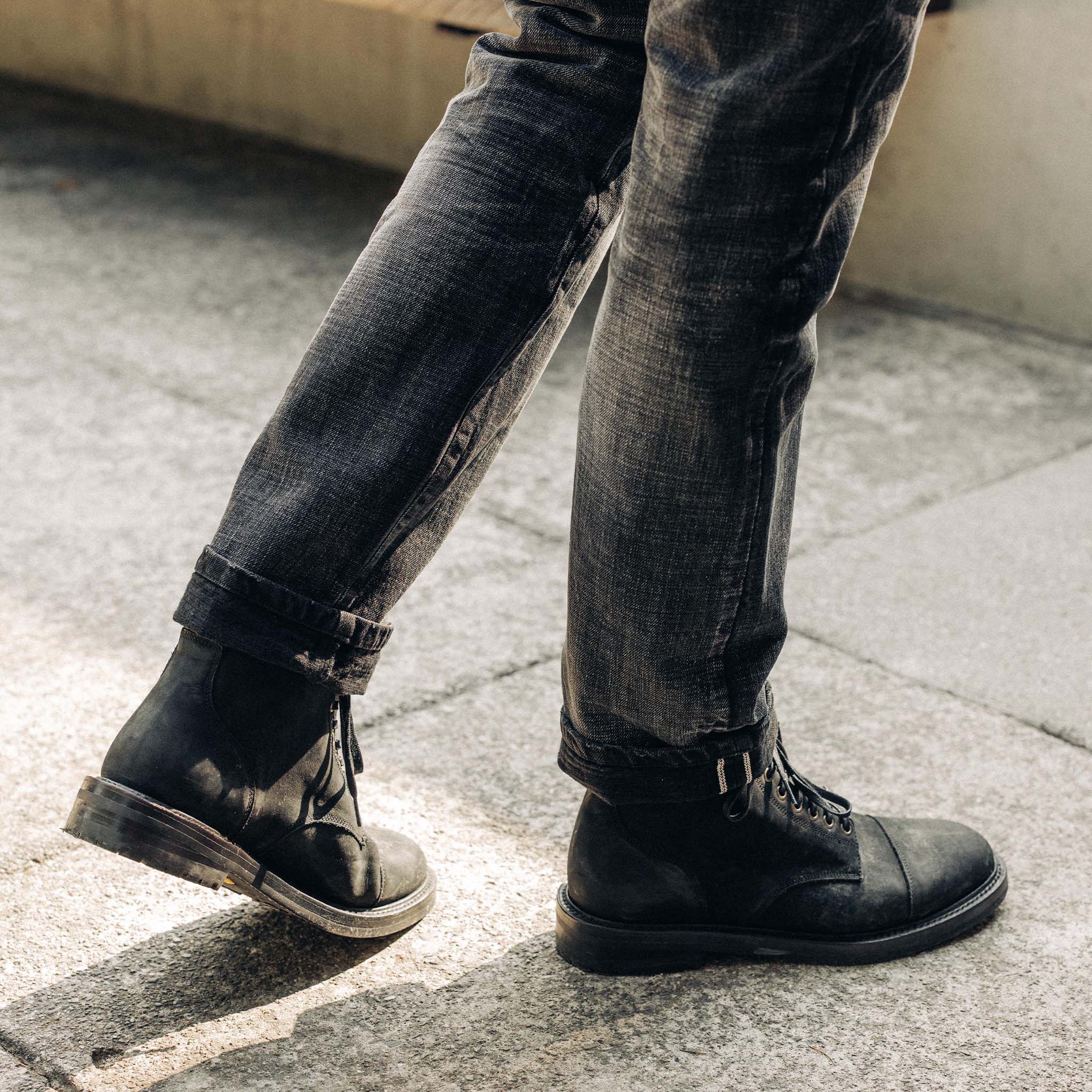 The Moto Boot in Black Weatherproof Nubuck - Image 4