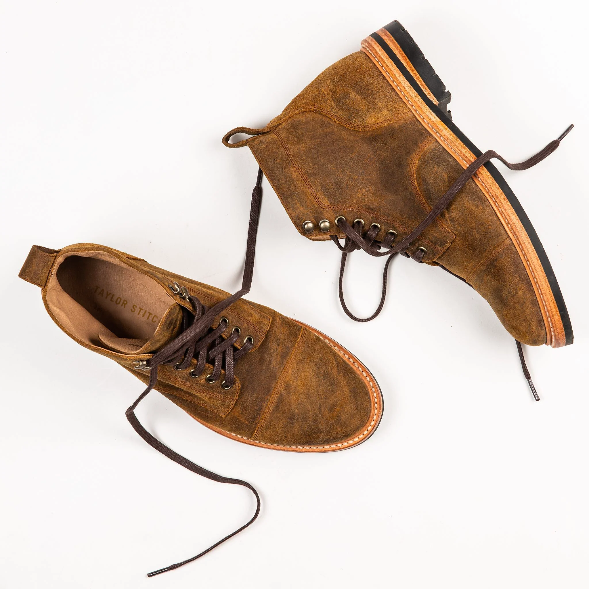 The Moto Boot in Golden Brown Waxed Suede - Image 7