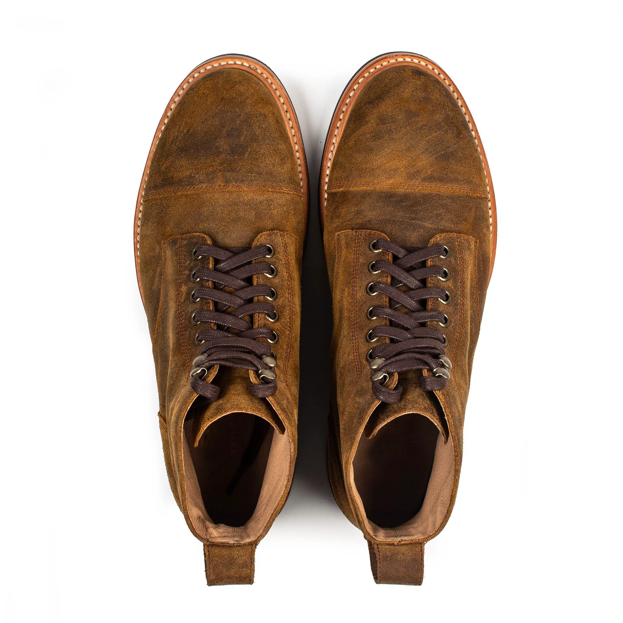 The Moto Boot in Golden Brown Waxed Suede - Image 9