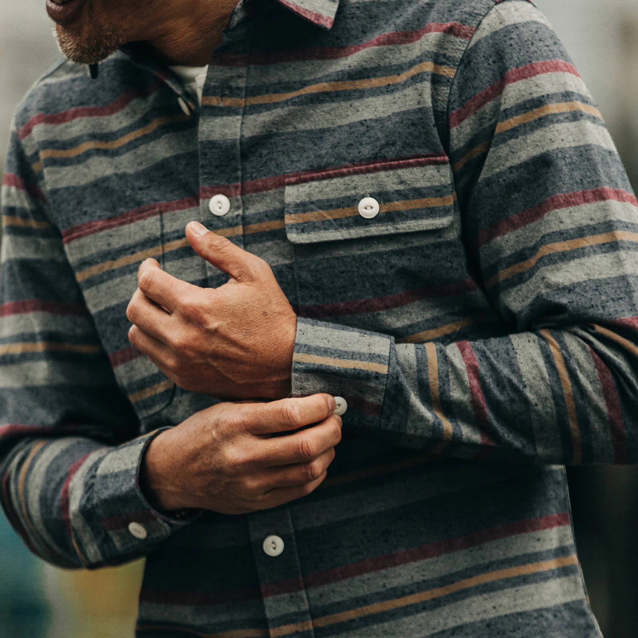 The Moto Shirt in Blanket Stripe - Image 4