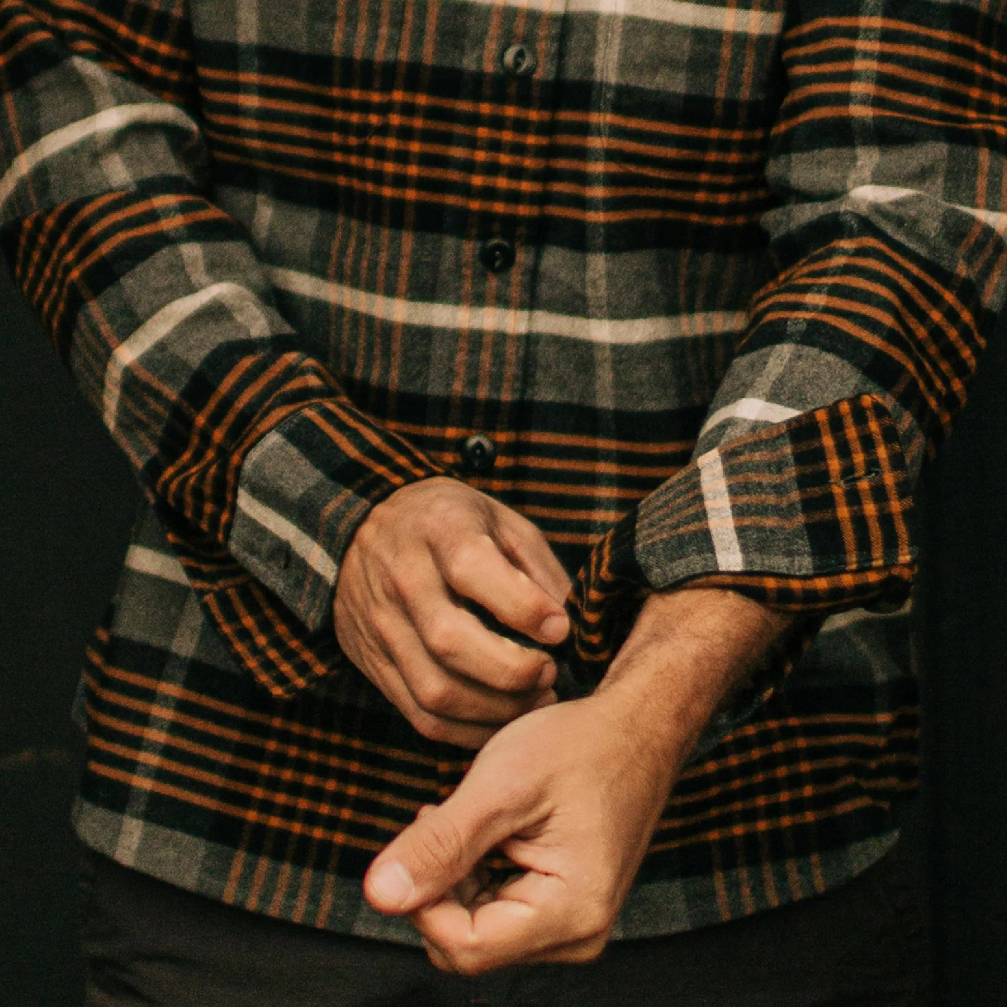 The Moto Shirt in Orange Plaid - Image 4