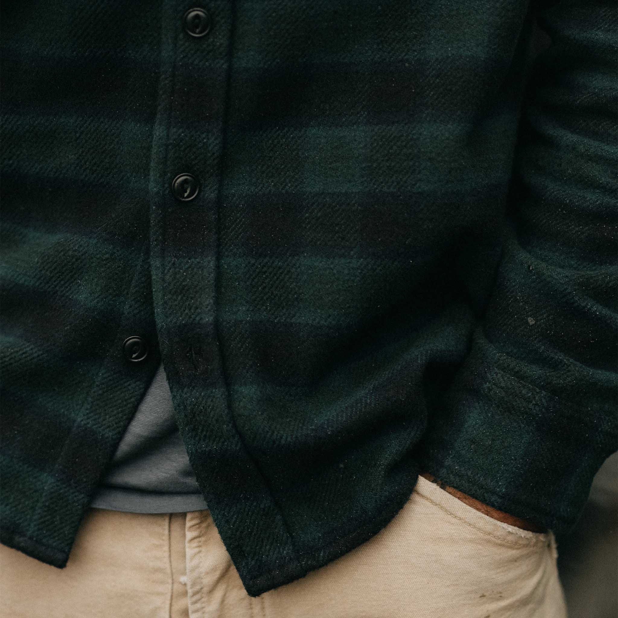 The Moto Utility Shirt in Black Pine Plaid - Image 3