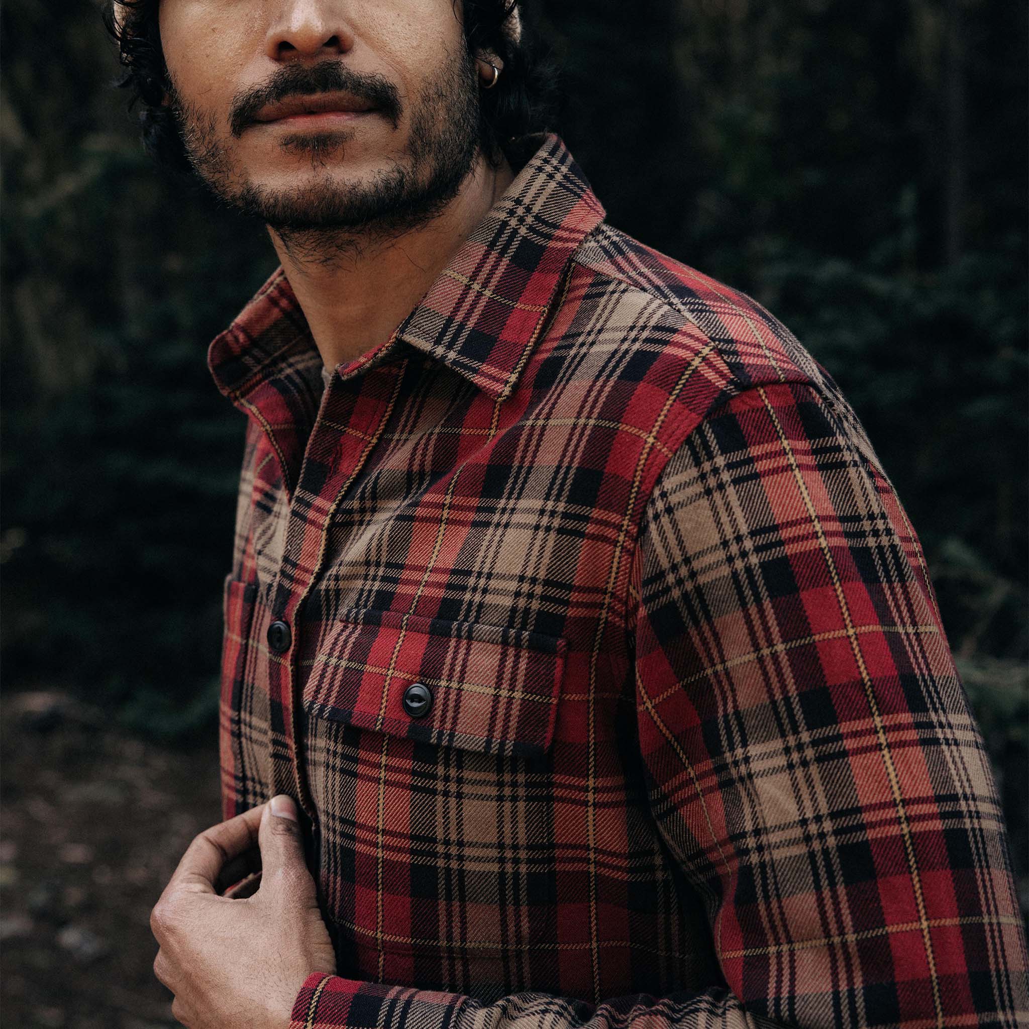 The Moto Utility Shirt in Cardinal Plaid - Image 3