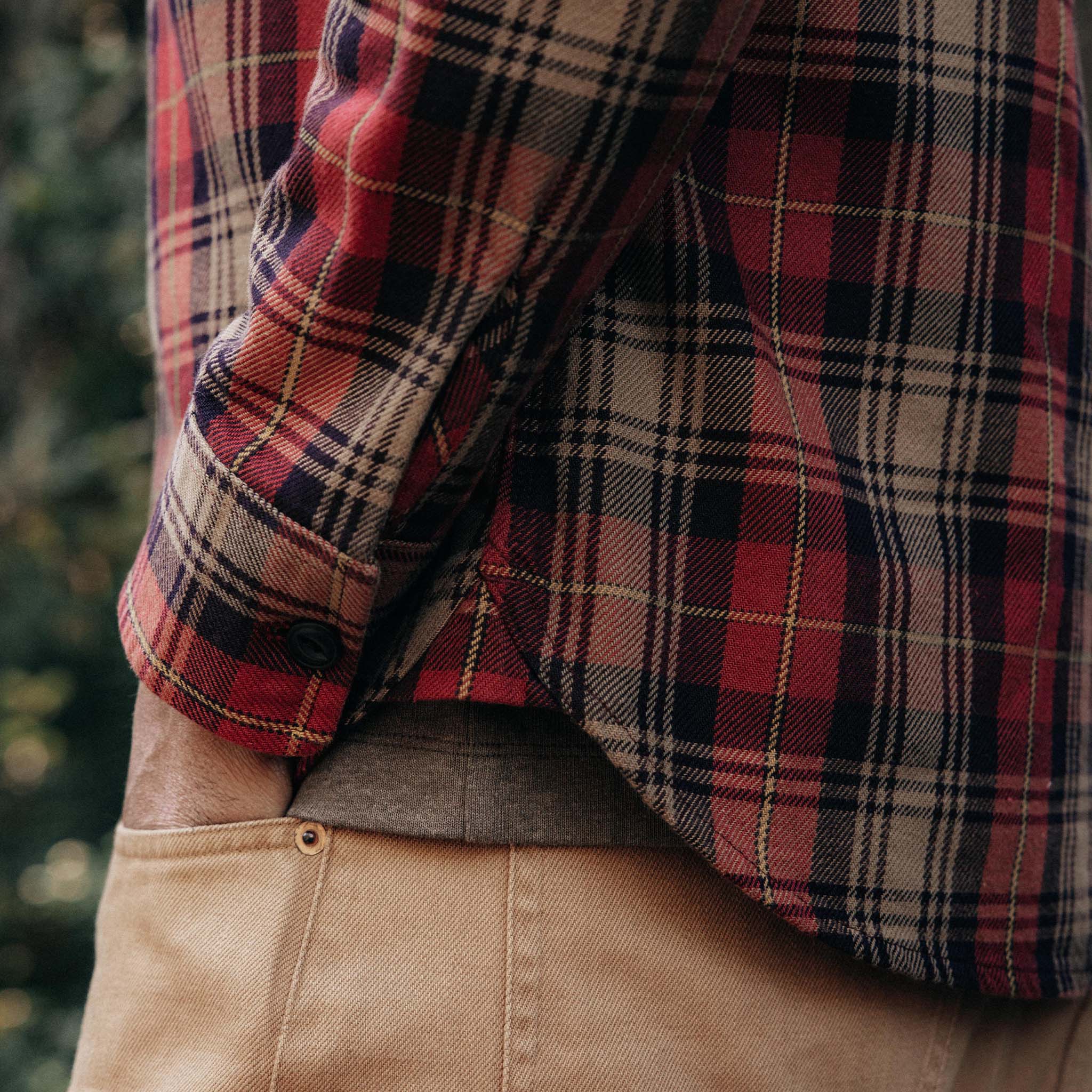 The Moto Utility Shirt in Cardinal Plaid - Image 4