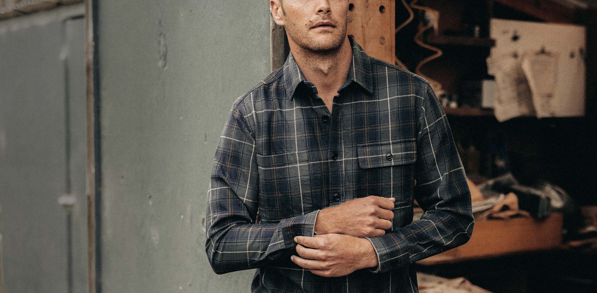 The Moto Utility Shirt in Shale Plaid - Image 8