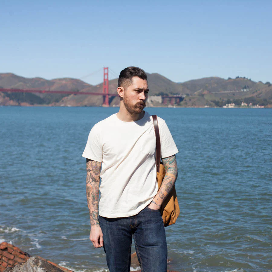 The Crewneck Pocket Tee in Natural - Image 4