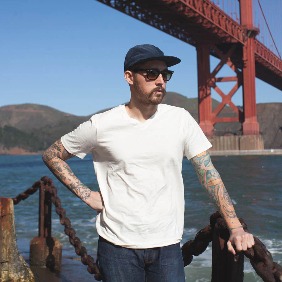 The V-Neck Tee in Natural - Image 2