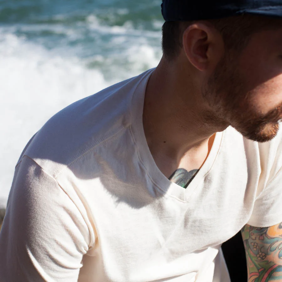 The V-Neck Tee in Natural - Image 5