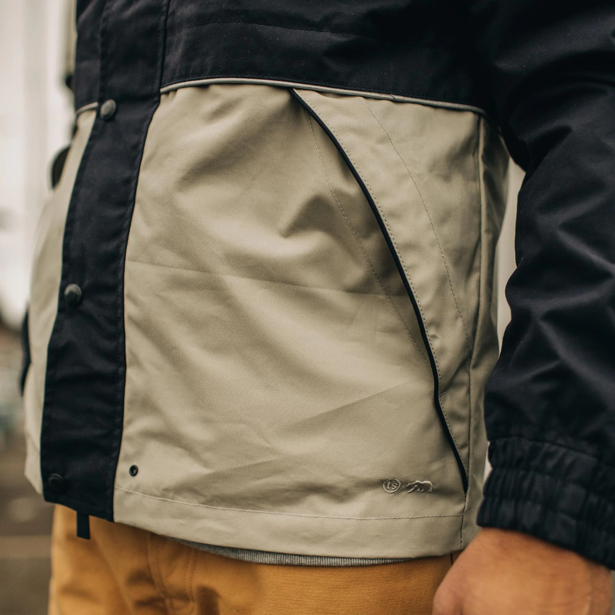 The Navigator Jacket in Natural and Navy Colorblock - Image 5
