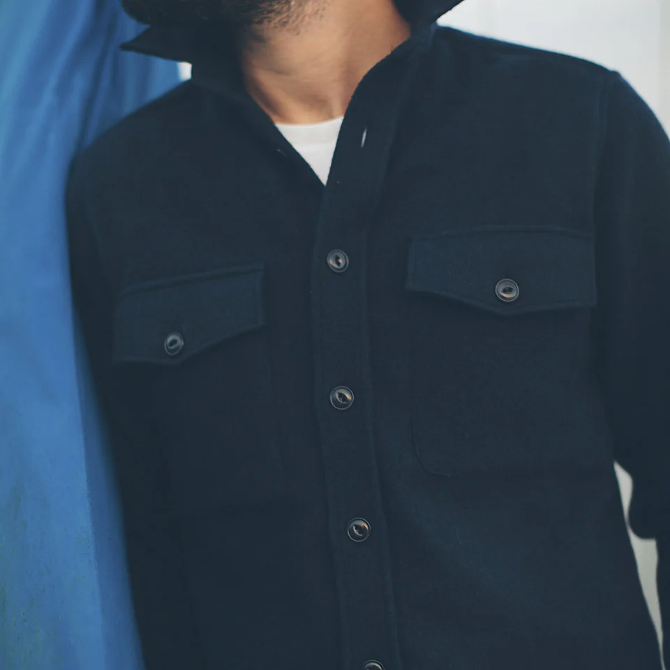 The Maritime Shirt Jacket in Navy Melton Wool - Image 4