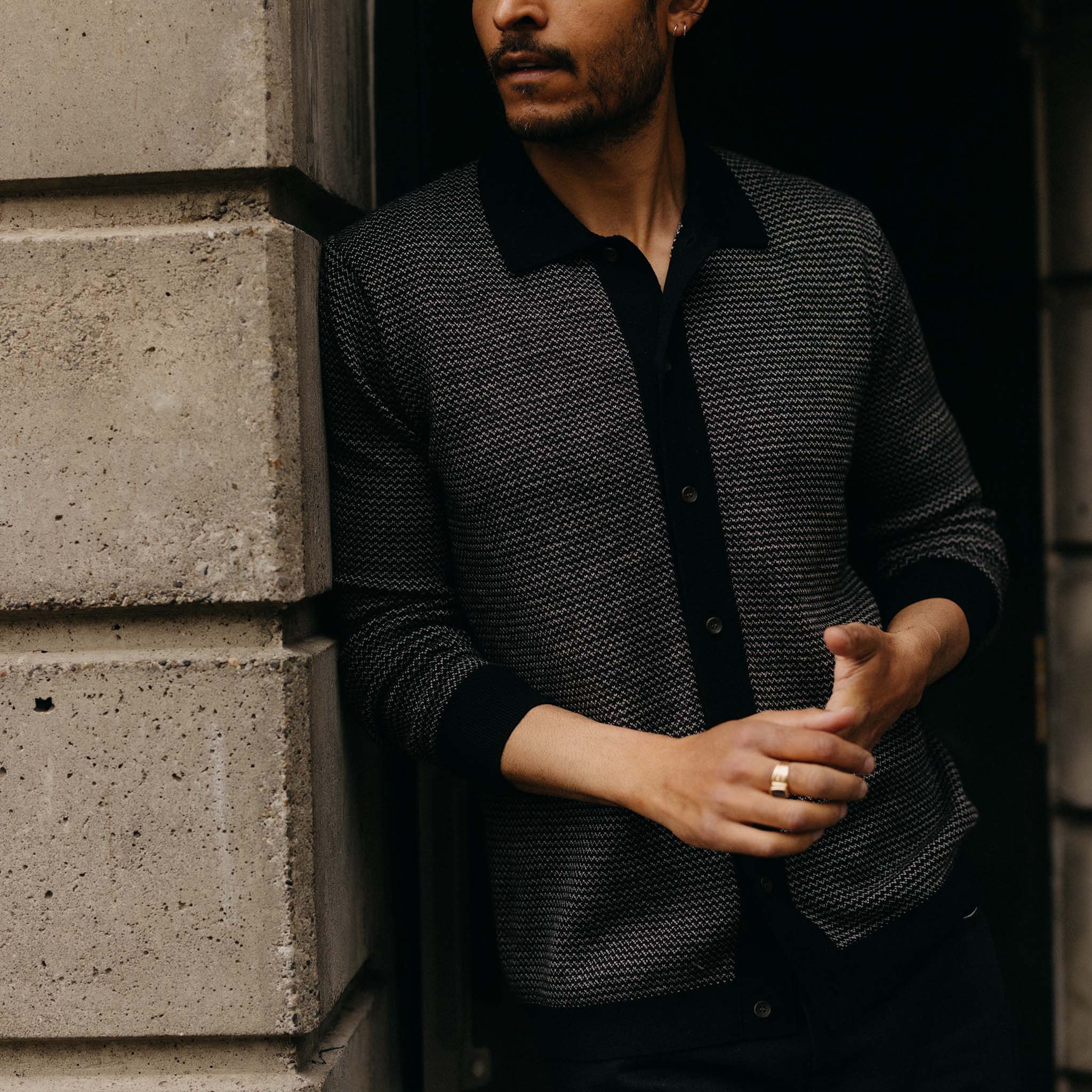 The Nichols Polo in Black Birdseye Merino - Image 3