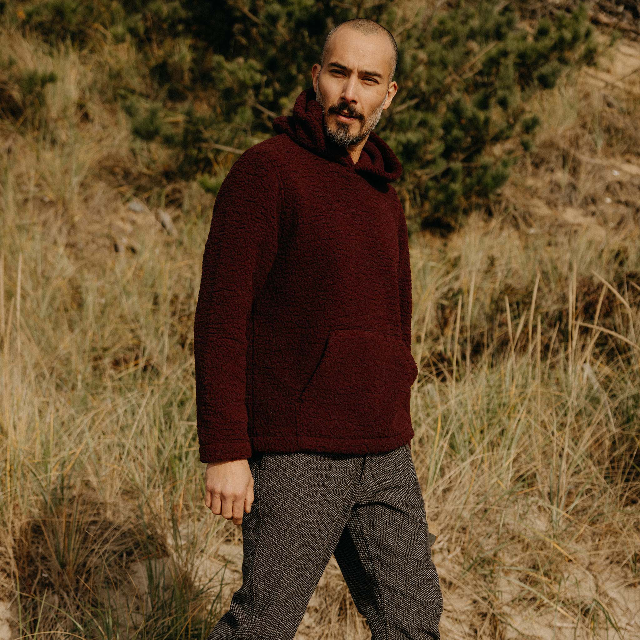 The Nomad Hoodie in Burgundy Sherpa - Image 4