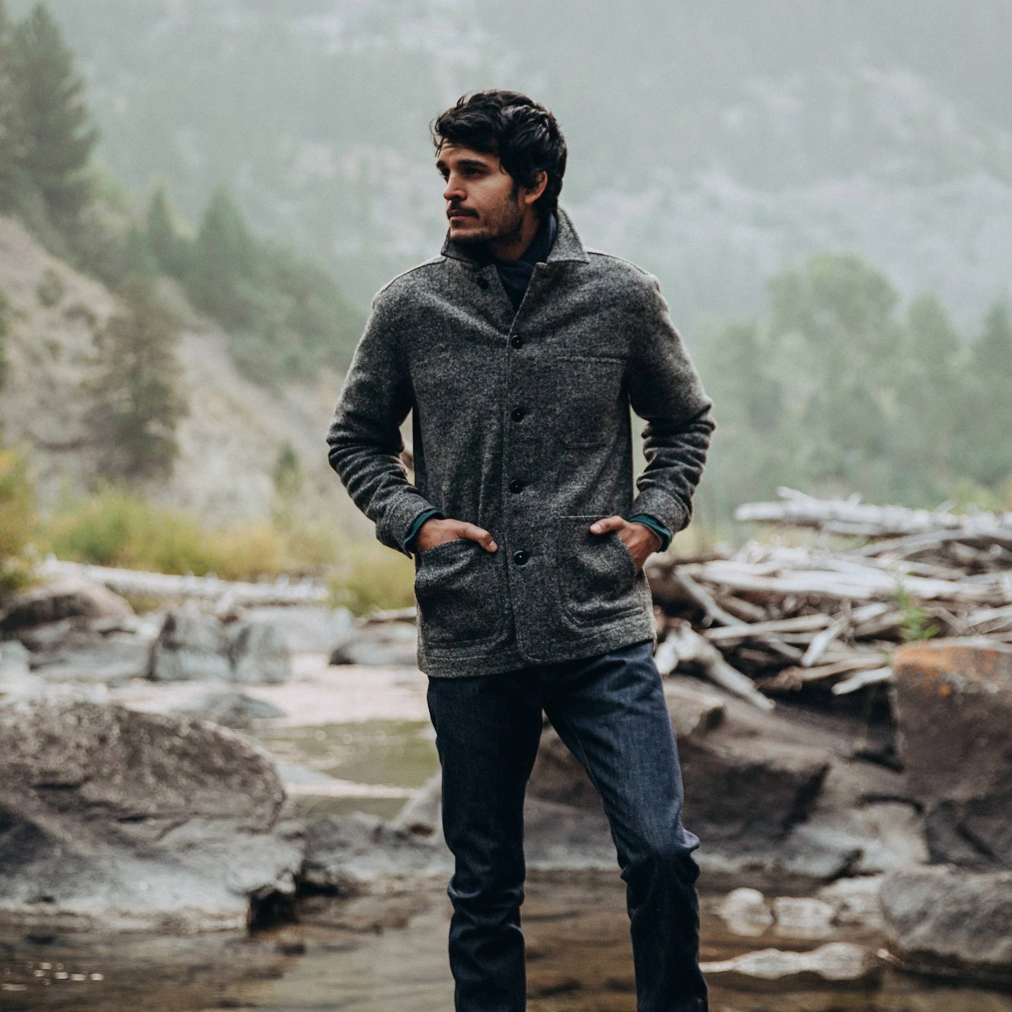 The Ojai Jacket in Charcoal Wool - Image 2