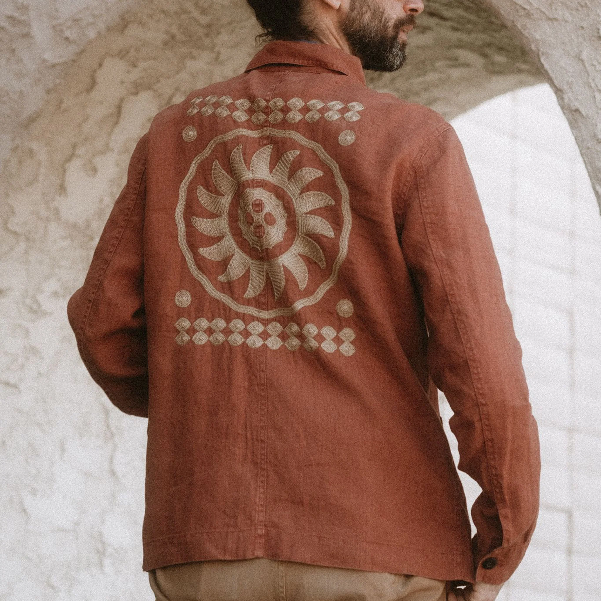 The Embroidered Ojai Jacket in Dried Guajillo Hemp - Image 3