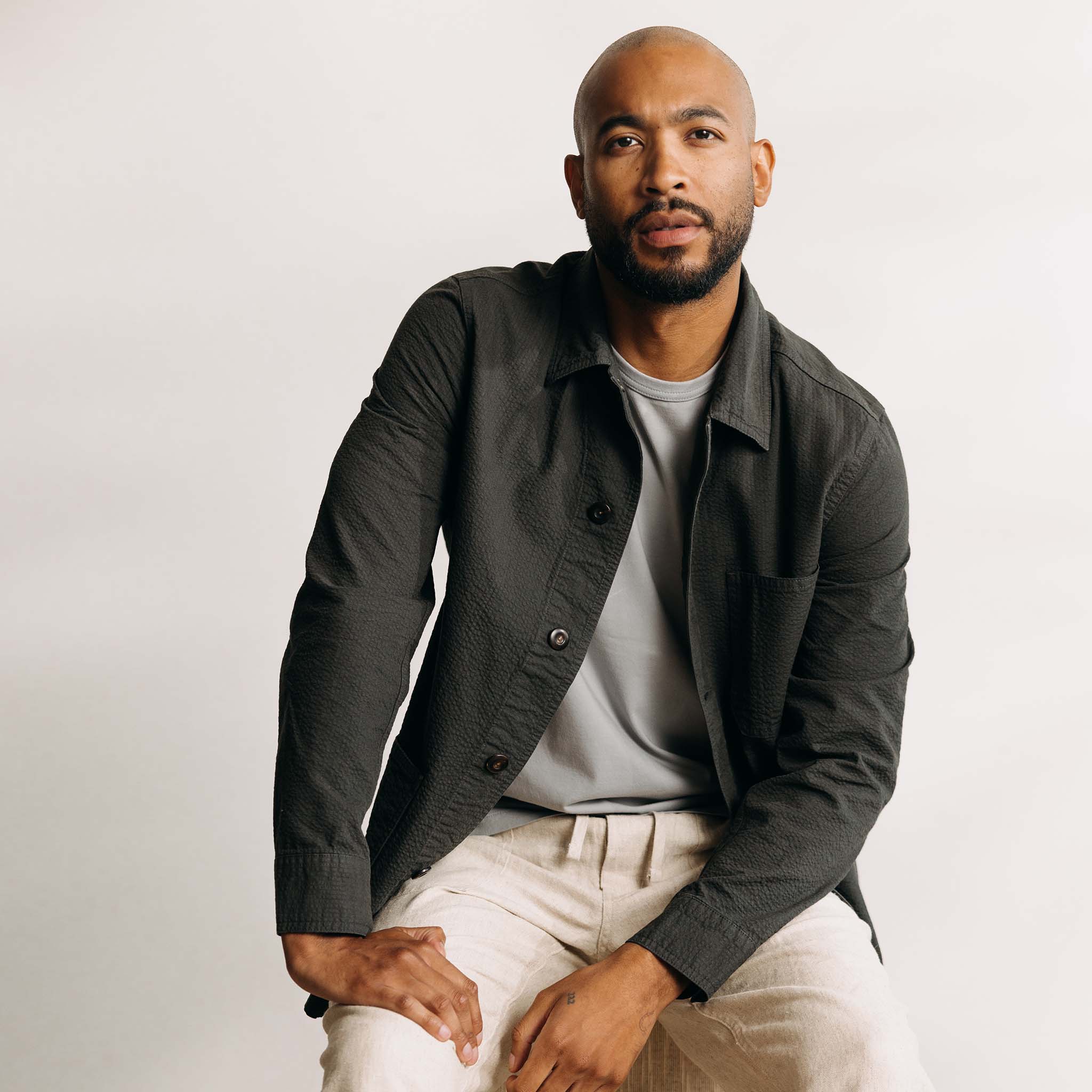 The Ojai Jacket in Faded Black Seersucker - Image 2