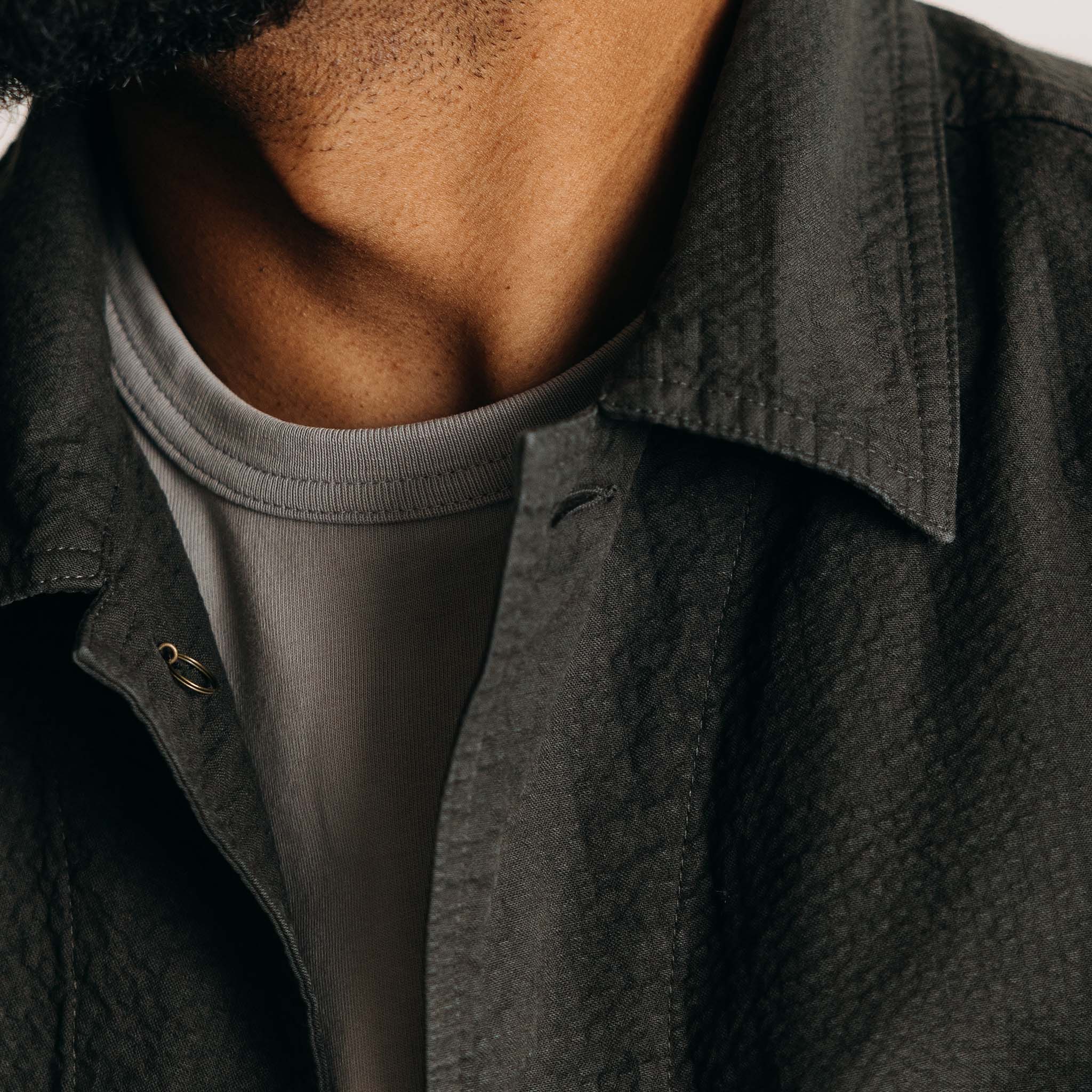 The Ojai Jacket in Faded Black Seersucker - Image 4