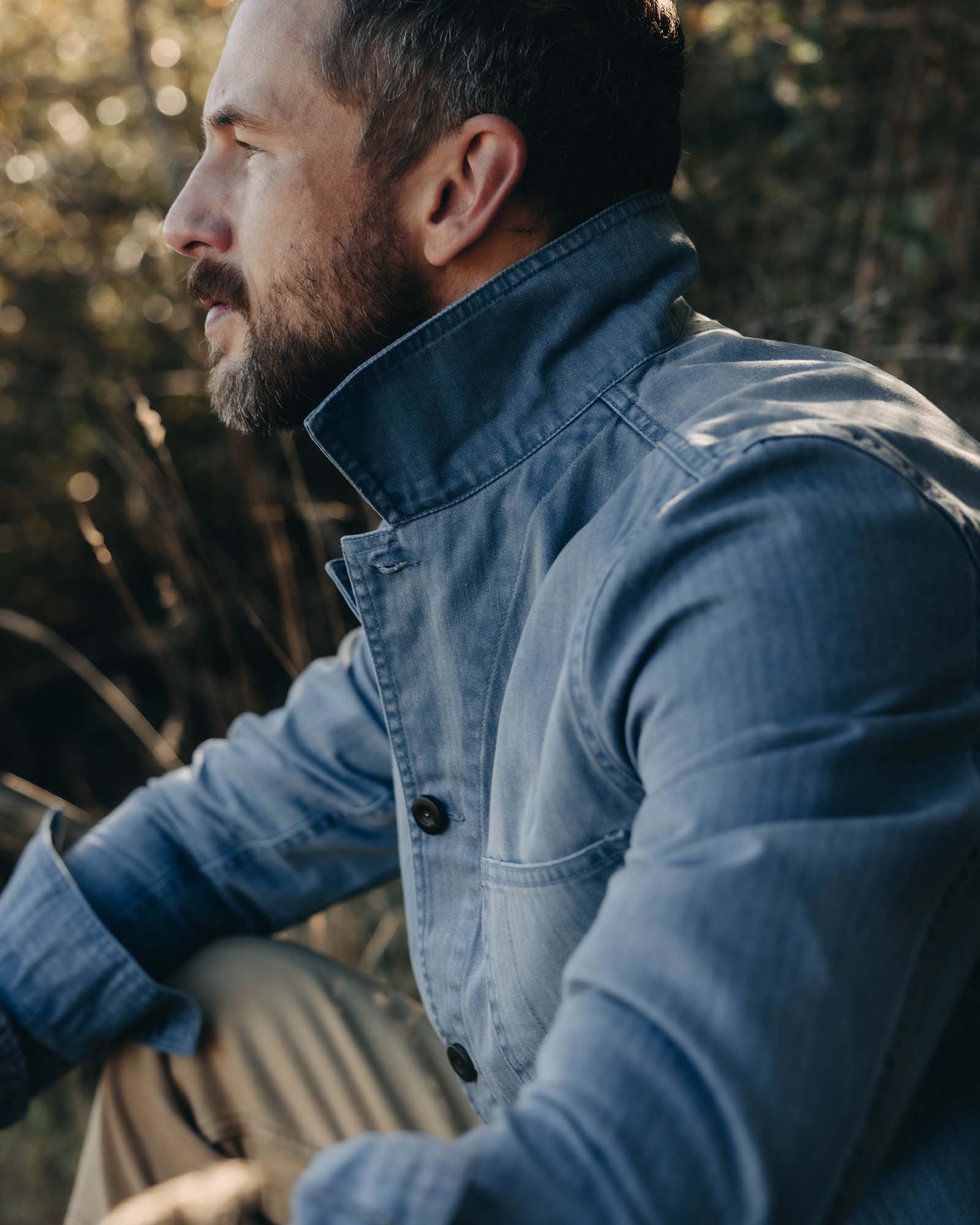 The Ojai Jacket in French Blue Herringbone - Image 3