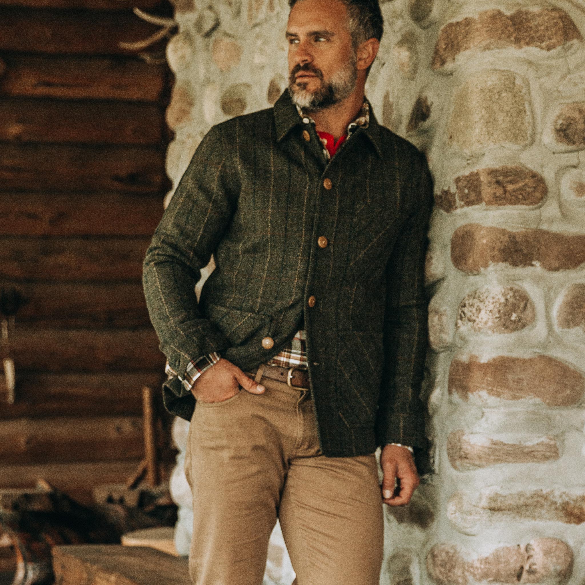 The Ojai Jacket in Olive Tweed Herringbone - Image 2