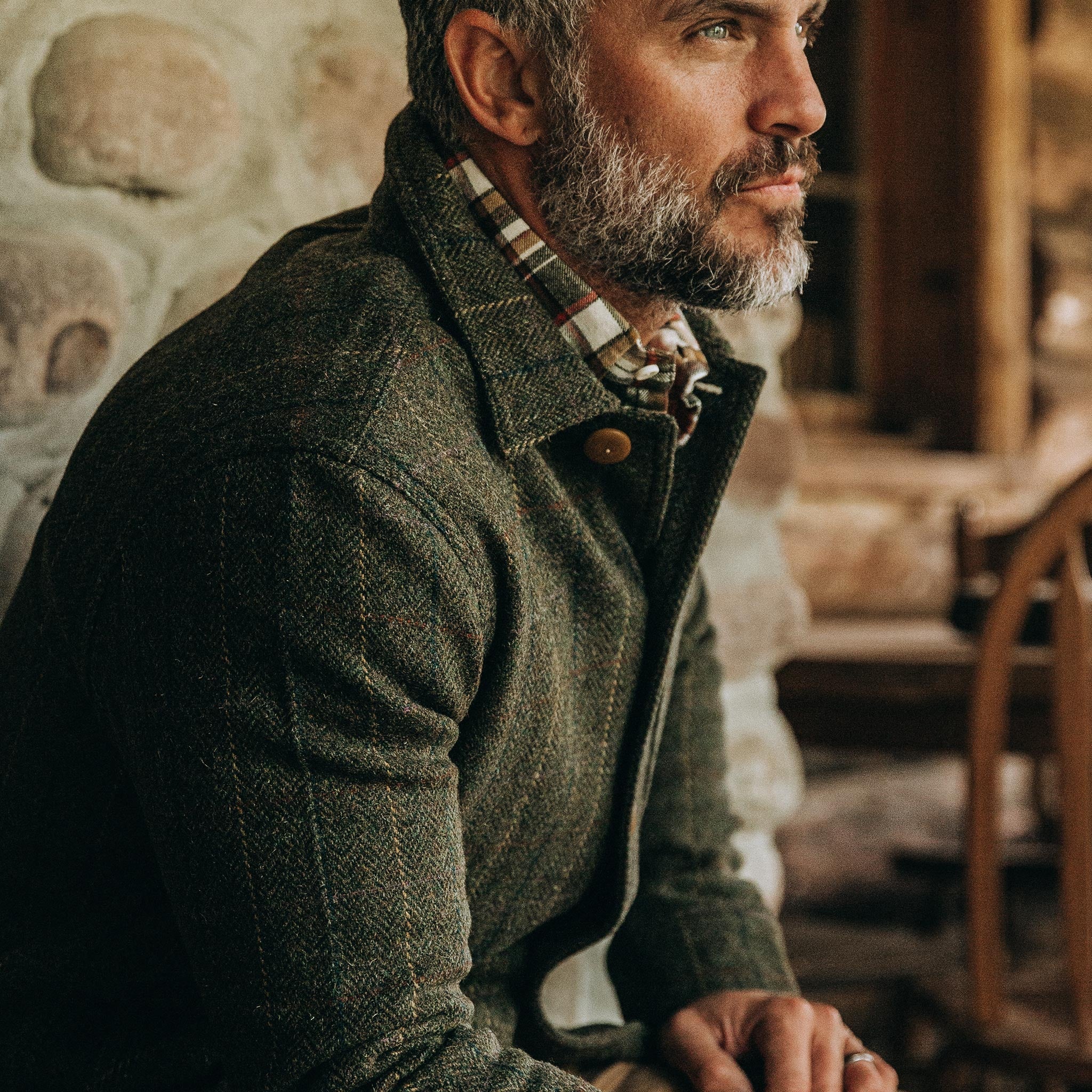 The Ojai Jacket in Olive Tweed Herringbone - Image 3