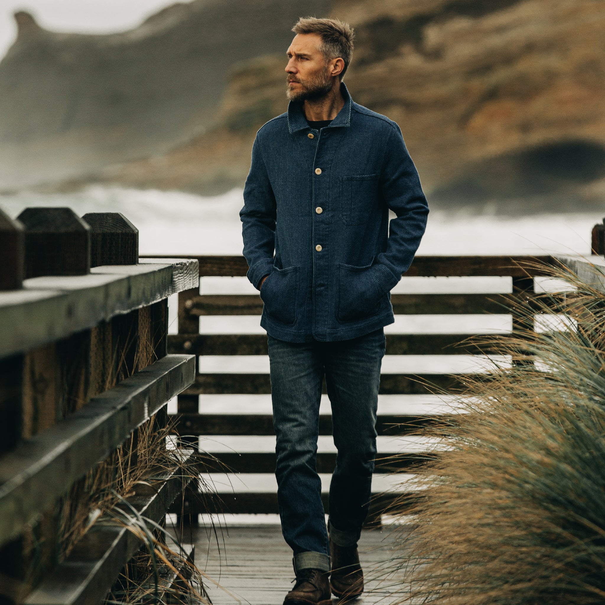The Ojai Jacket in Washed Indigo Sashiko - Image 2