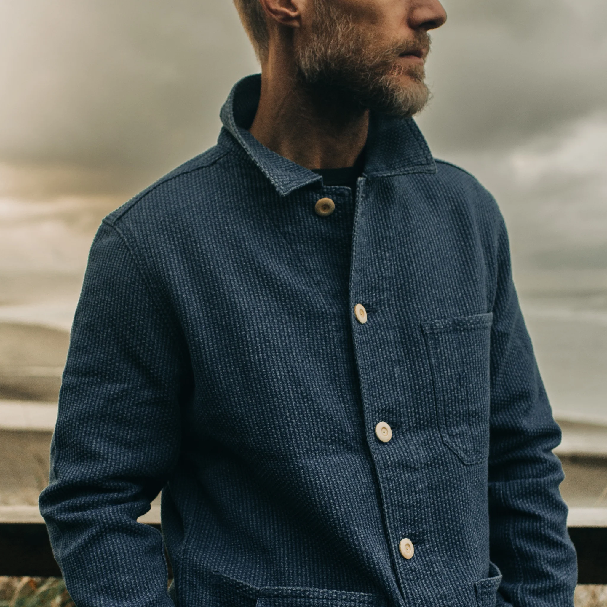 The Ojai Jacket in Washed Indigo Sashiko - Image 3