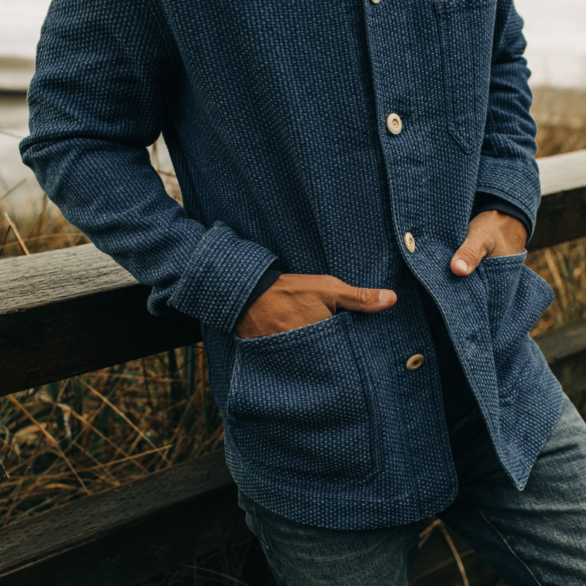 The Ojai Jacket in Washed Indigo Sashiko - Image 4