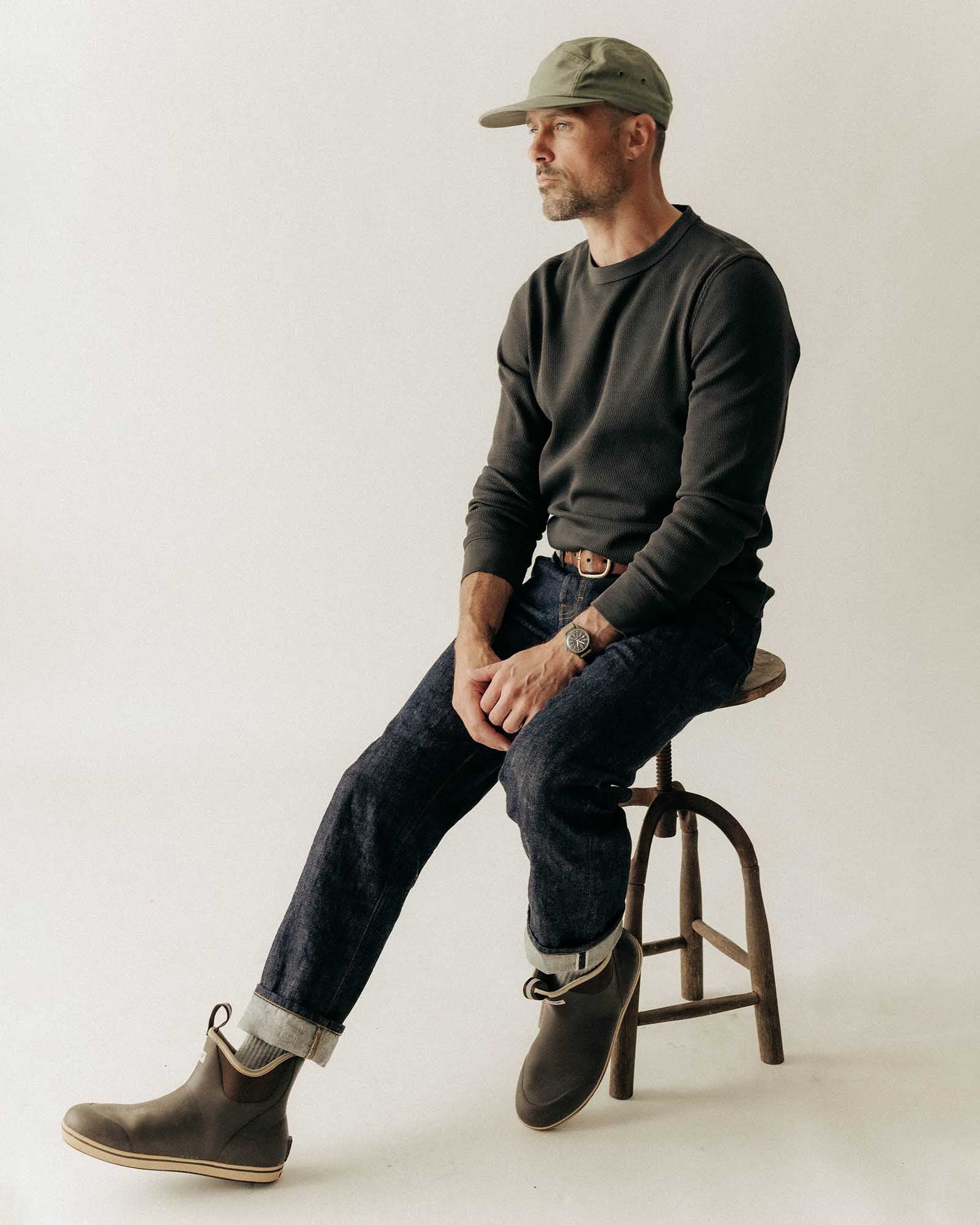 The Organic Cotton Crew in Faded Black Waffle - Image 3