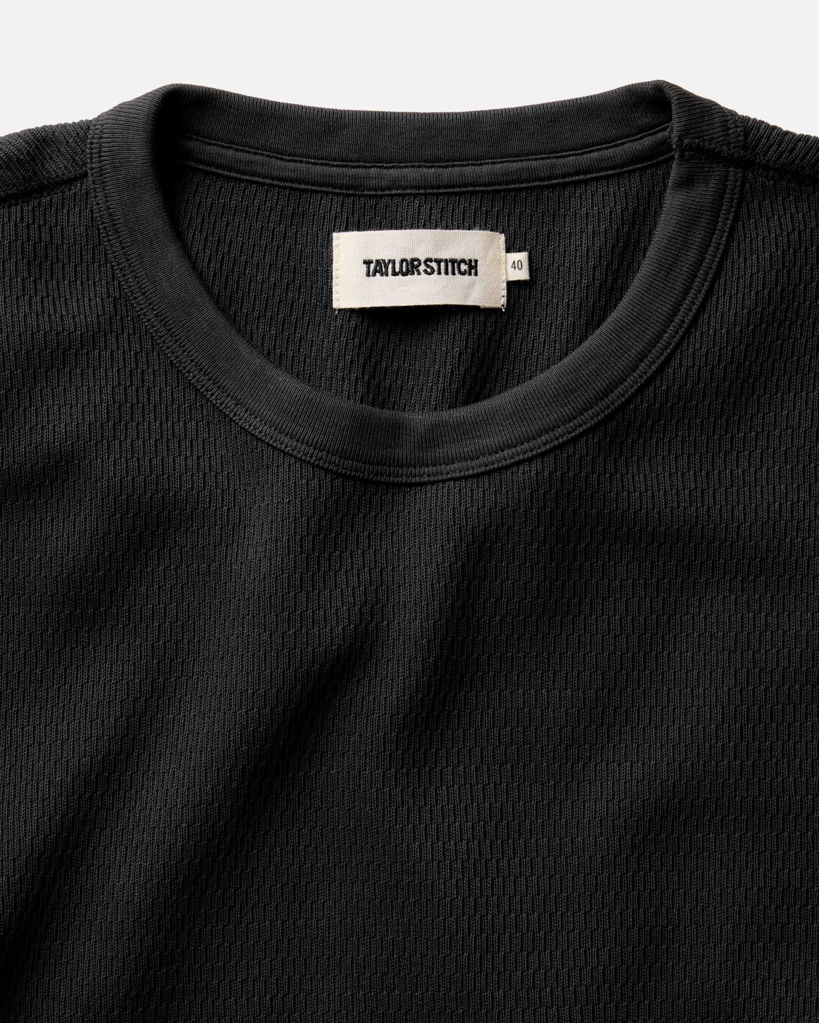 The Organic Cotton Crew in Faded Black Waffle - Image 4