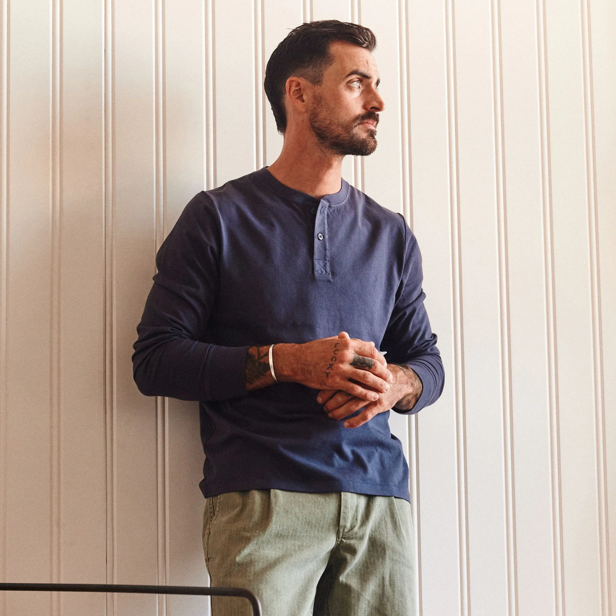 The Organic Cotton Henley in Navy - Image 2