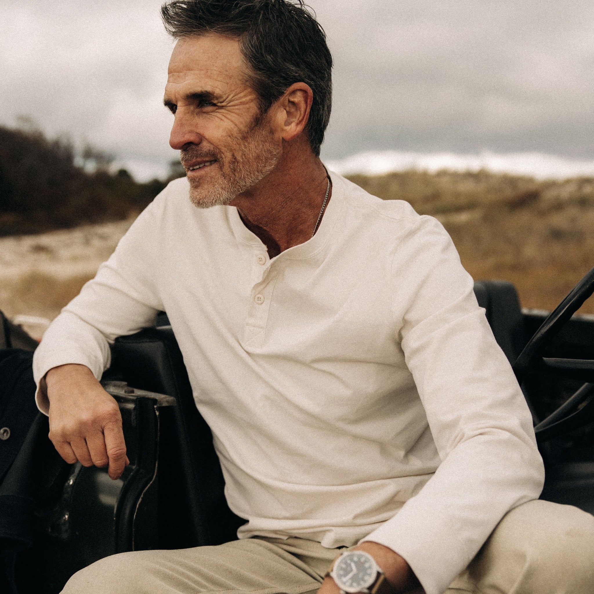 The Organic Cotton Henley in Vintage White - Image 3