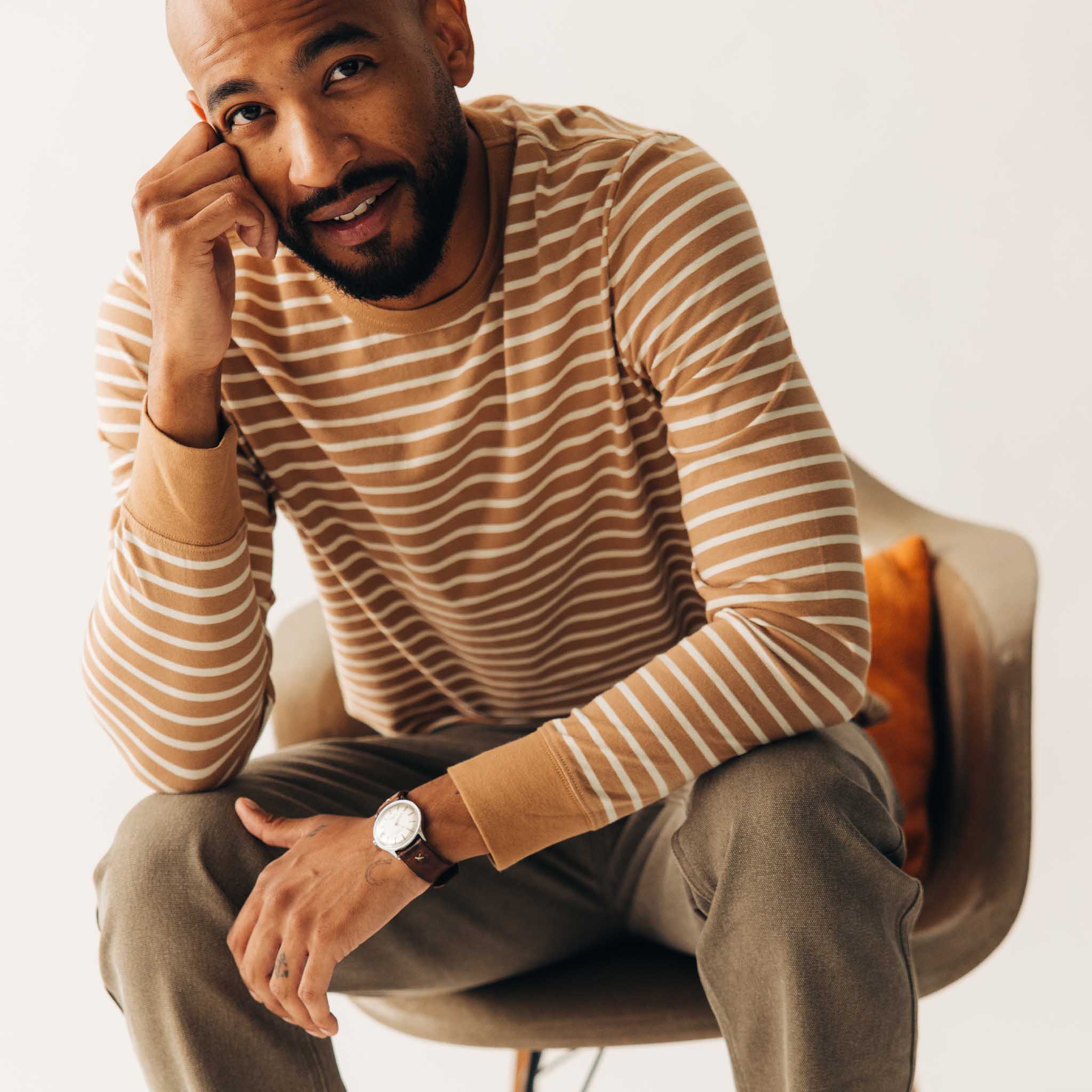 The Organic Cotton Long Sleeve Tee in Churro Stripe - Image 2