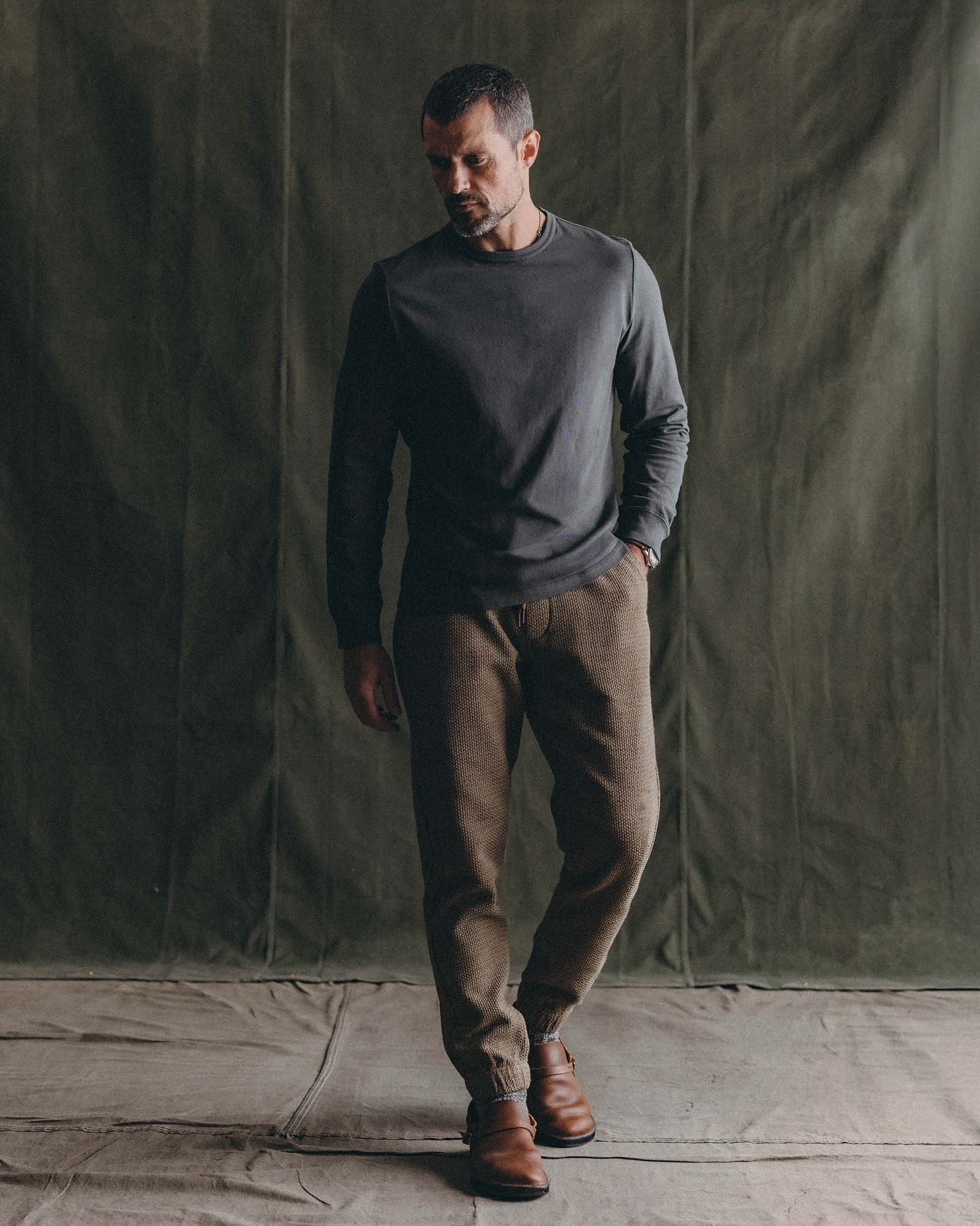 The Organic Cotton Long Sleeve Tee in Faded Black - Image 2