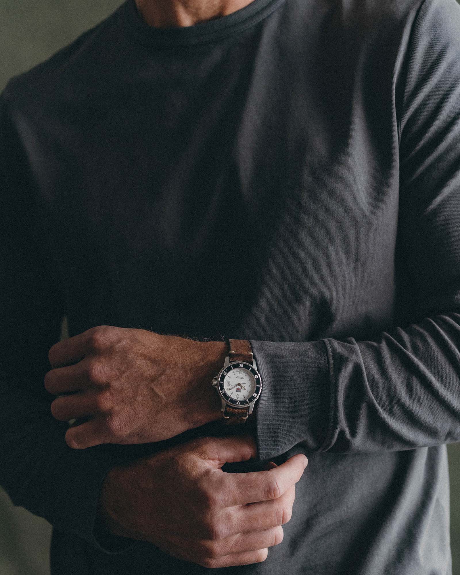 The Organic Cotton Long Sleeve Tee in Faded Black - Image 3