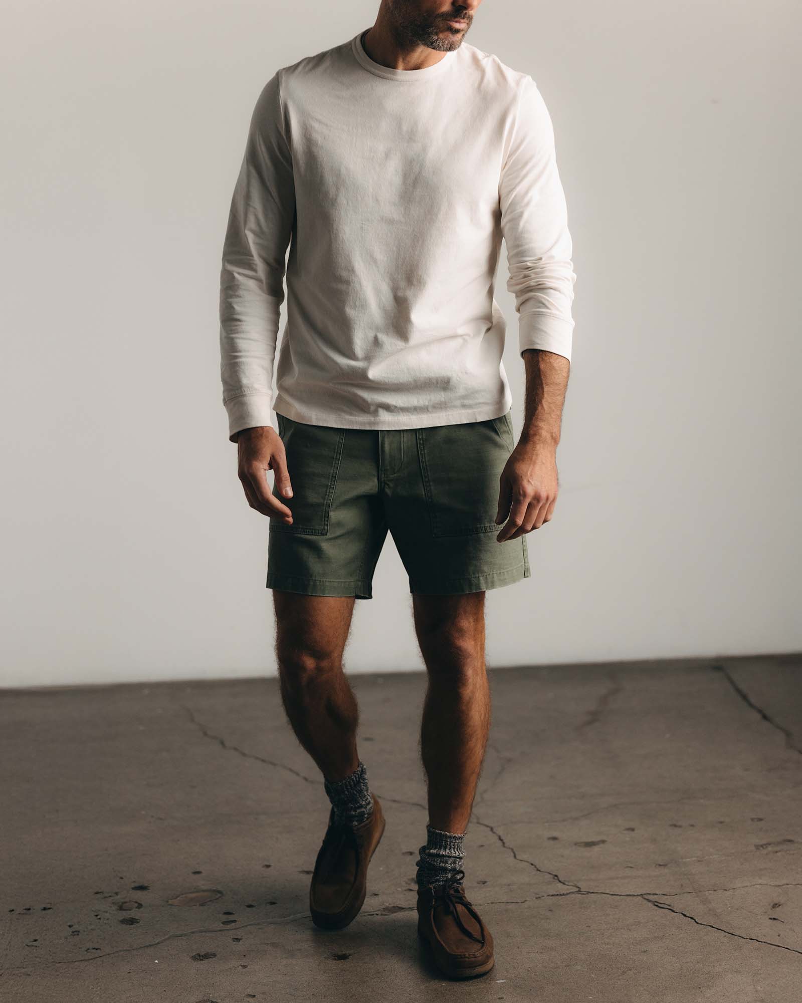 The Organic Cotton Long Sleeve Tee in Vintage White - Image 3