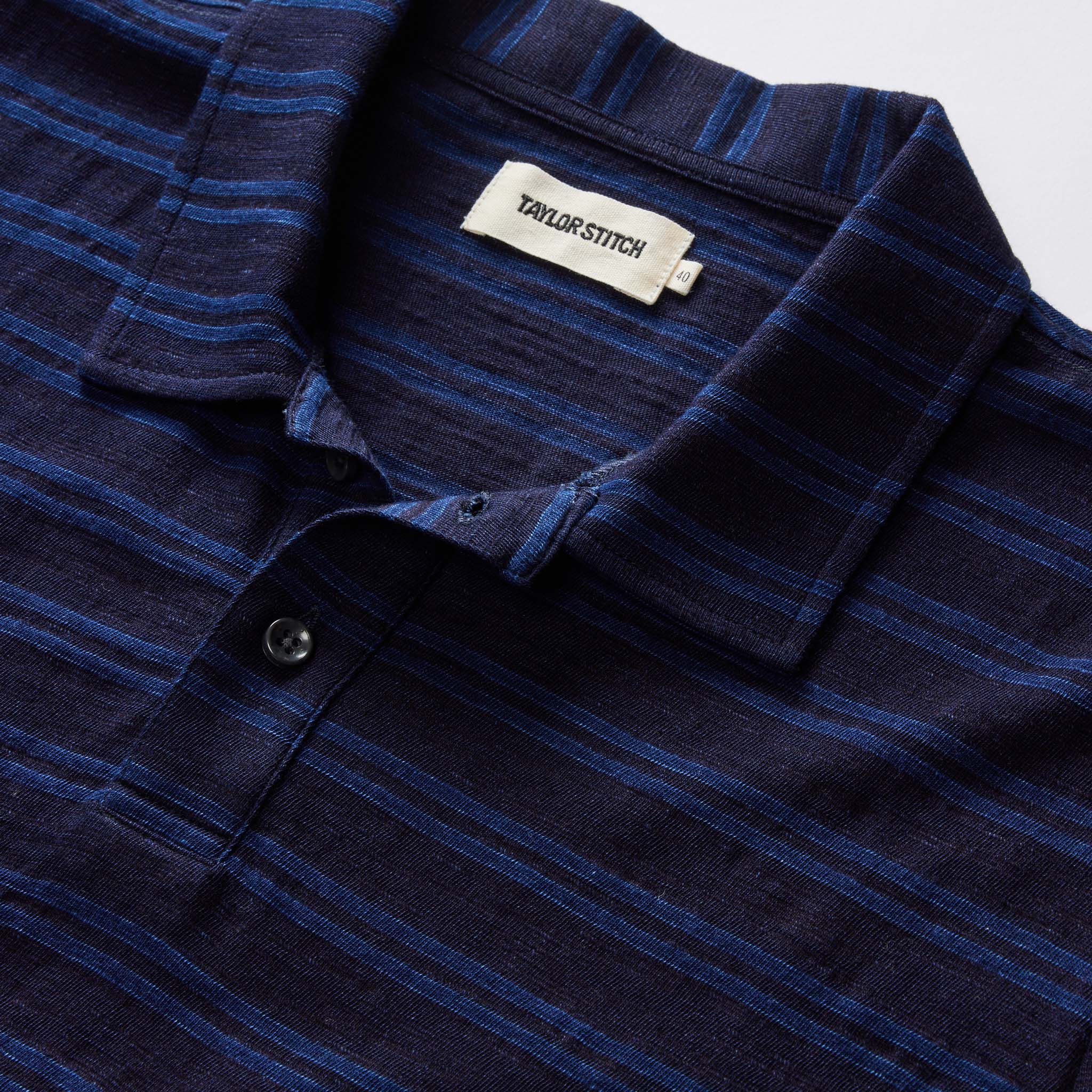 The Organic Cotton Polo in Rinsed Indigo Stripe - Image 5