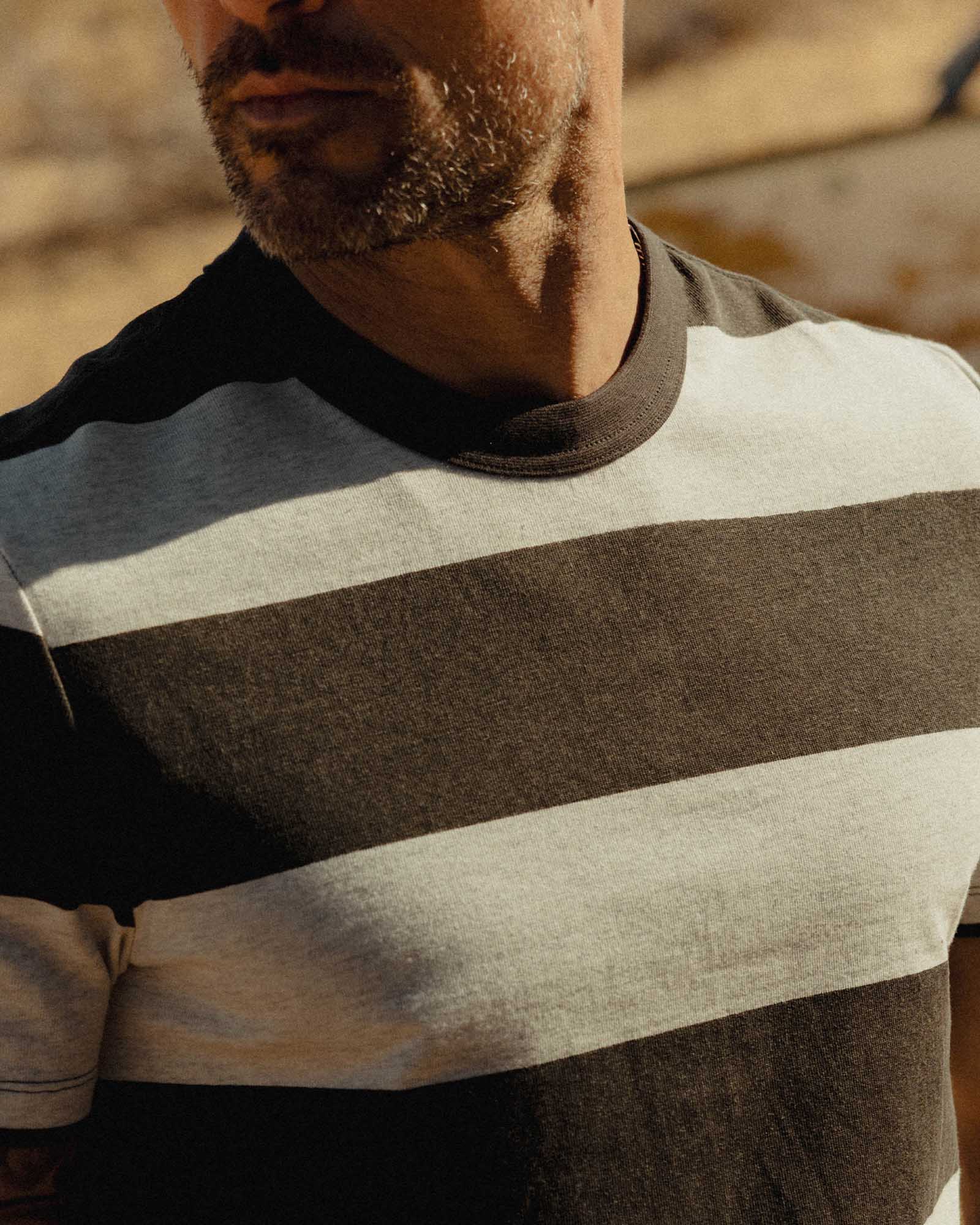 The Organic Cotton Shop Tee in Faded Black Stripe - Image 3