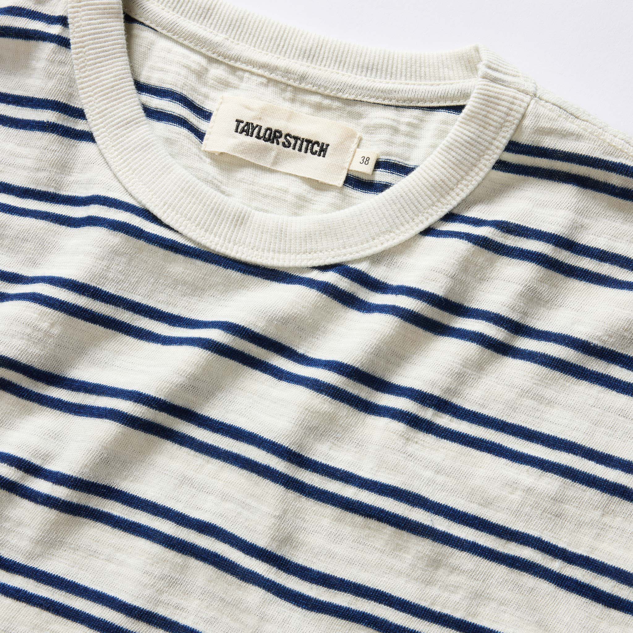 The Organic Cotton Tee in Washed Indigo Stripe - Image 5